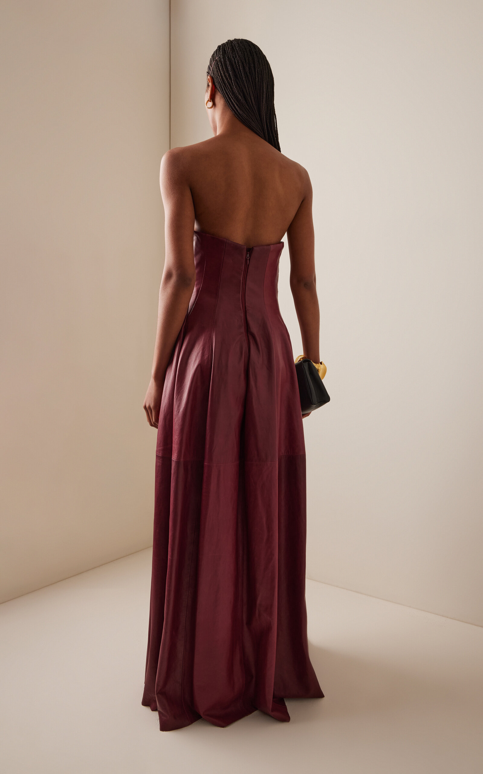 Carrington Bustier Lambskin Gown burgundy - 5