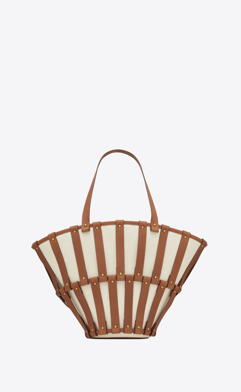 SAINT LAURENT beatrix panier cut out in canvas and smooth leather outlook