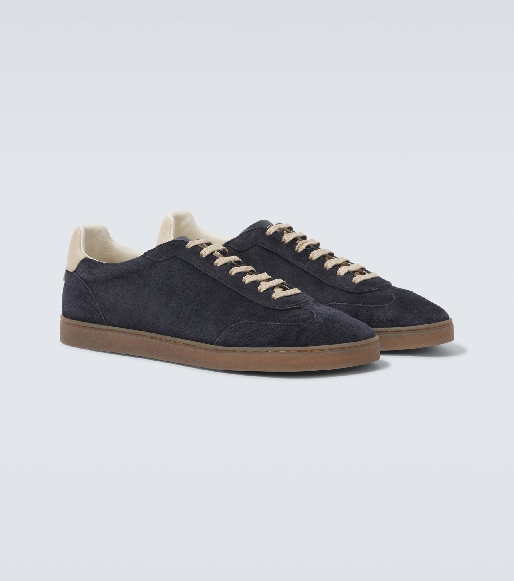 Leather-trimmed suede sneakers - 5