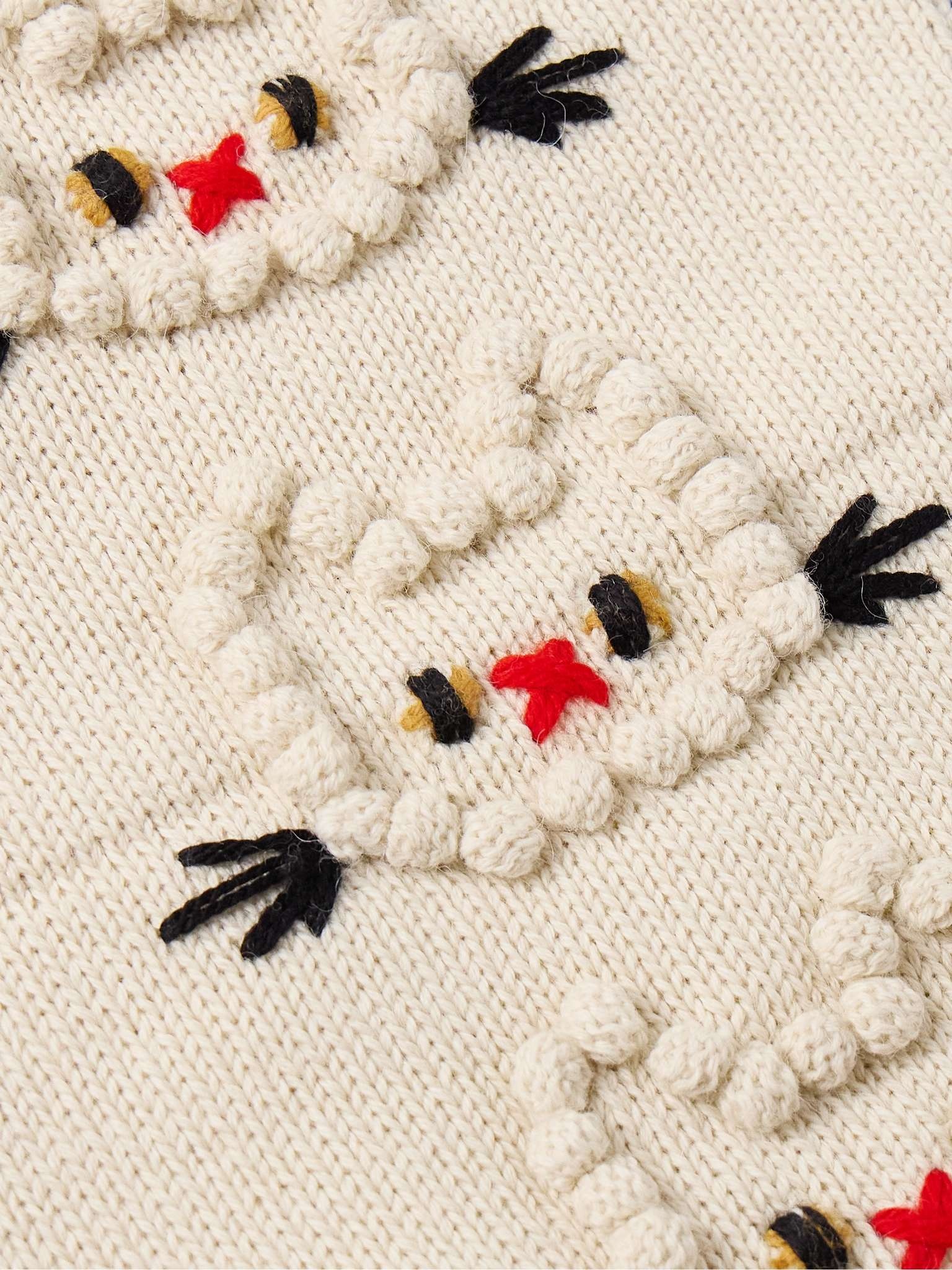 Calico Pompom-Embroidered Alpaca and Merino Wool-Blend Cardigan - 5