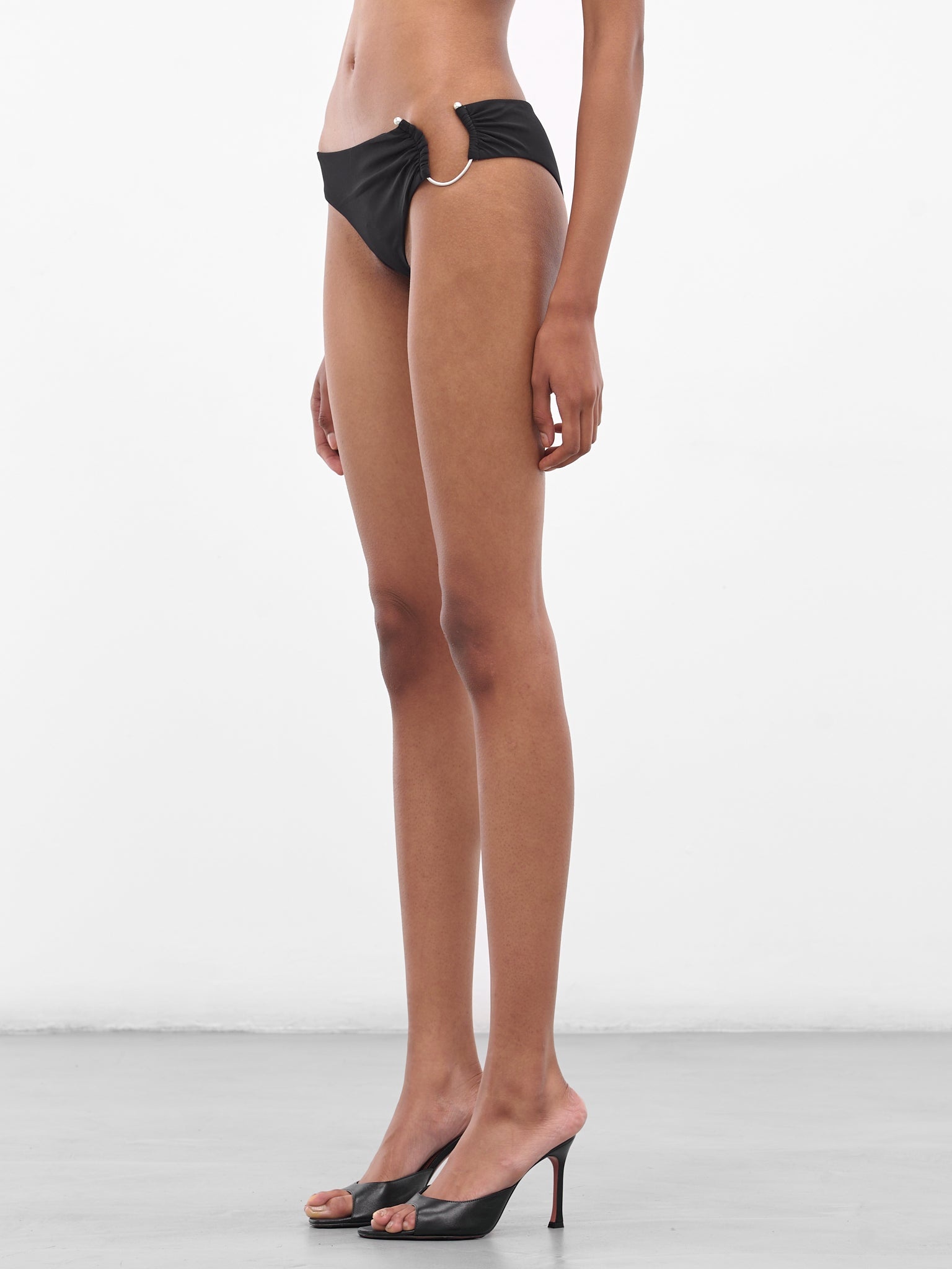 Black Ruched Crescent Side Briefs - 2