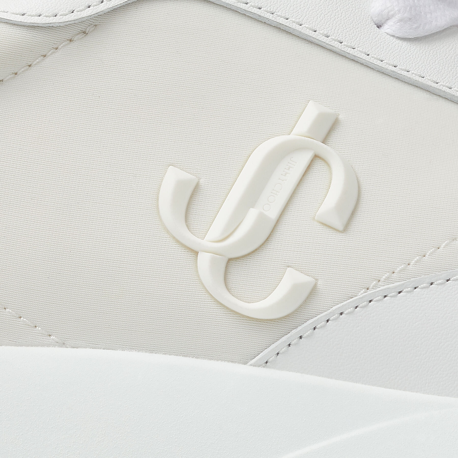 JIMMY CHOO Memphis Lace Up/m White Neoprene and Leather Low