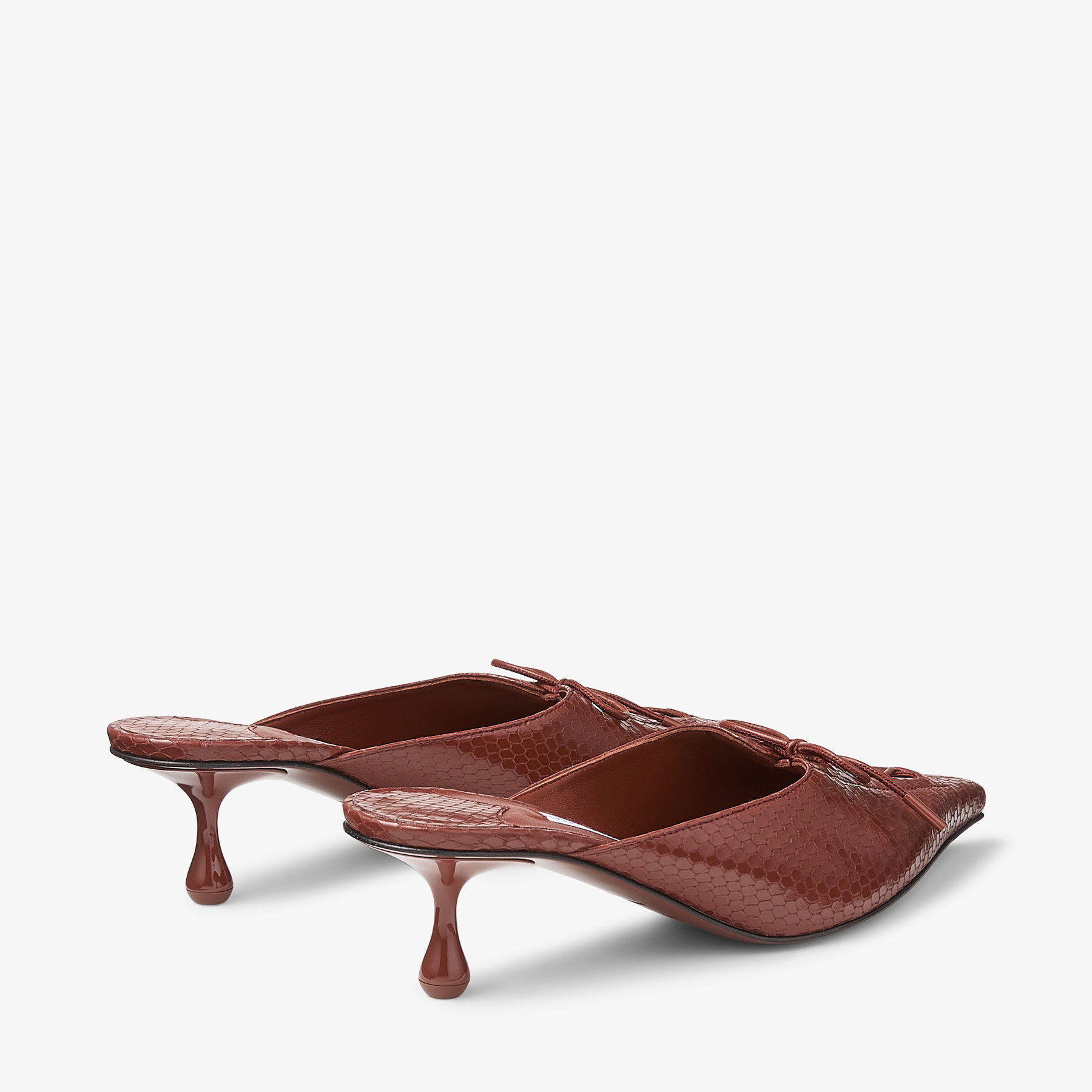 Scarlett Mule 50
Cognac Elaphe Printed Leather Mules - 5