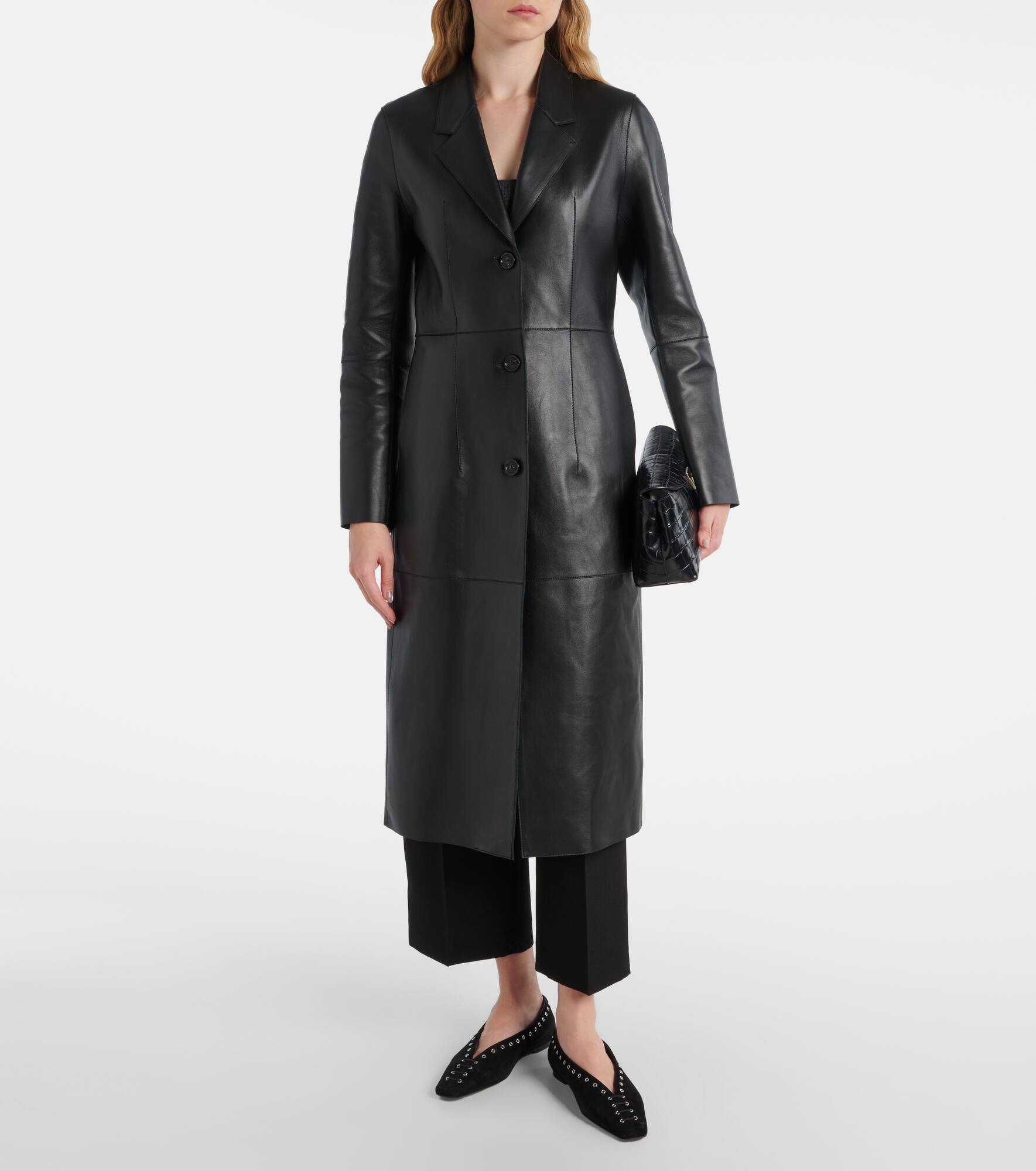 Paneled leather coat - 6