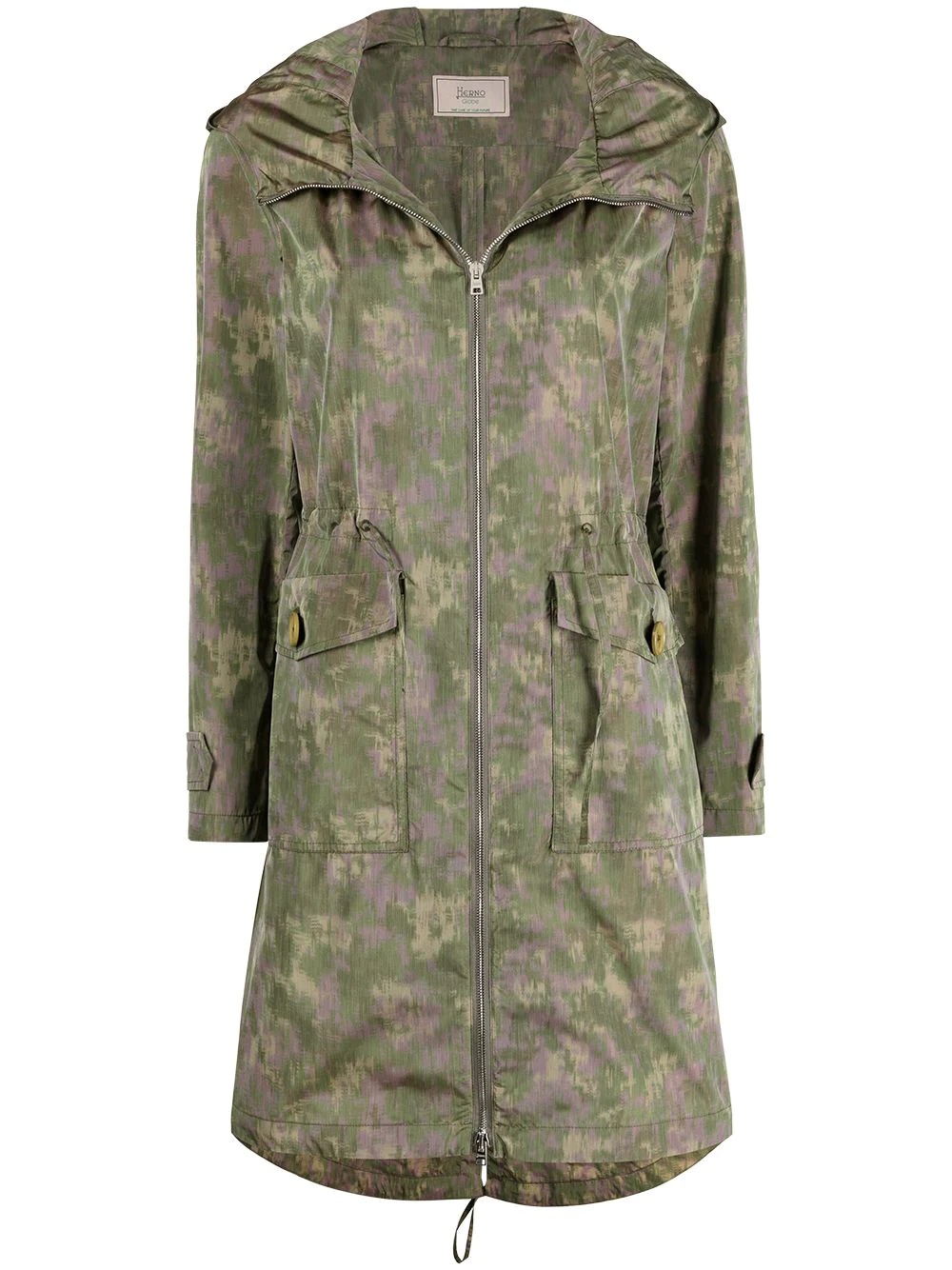 camouflage print drawstring waist coat - 1