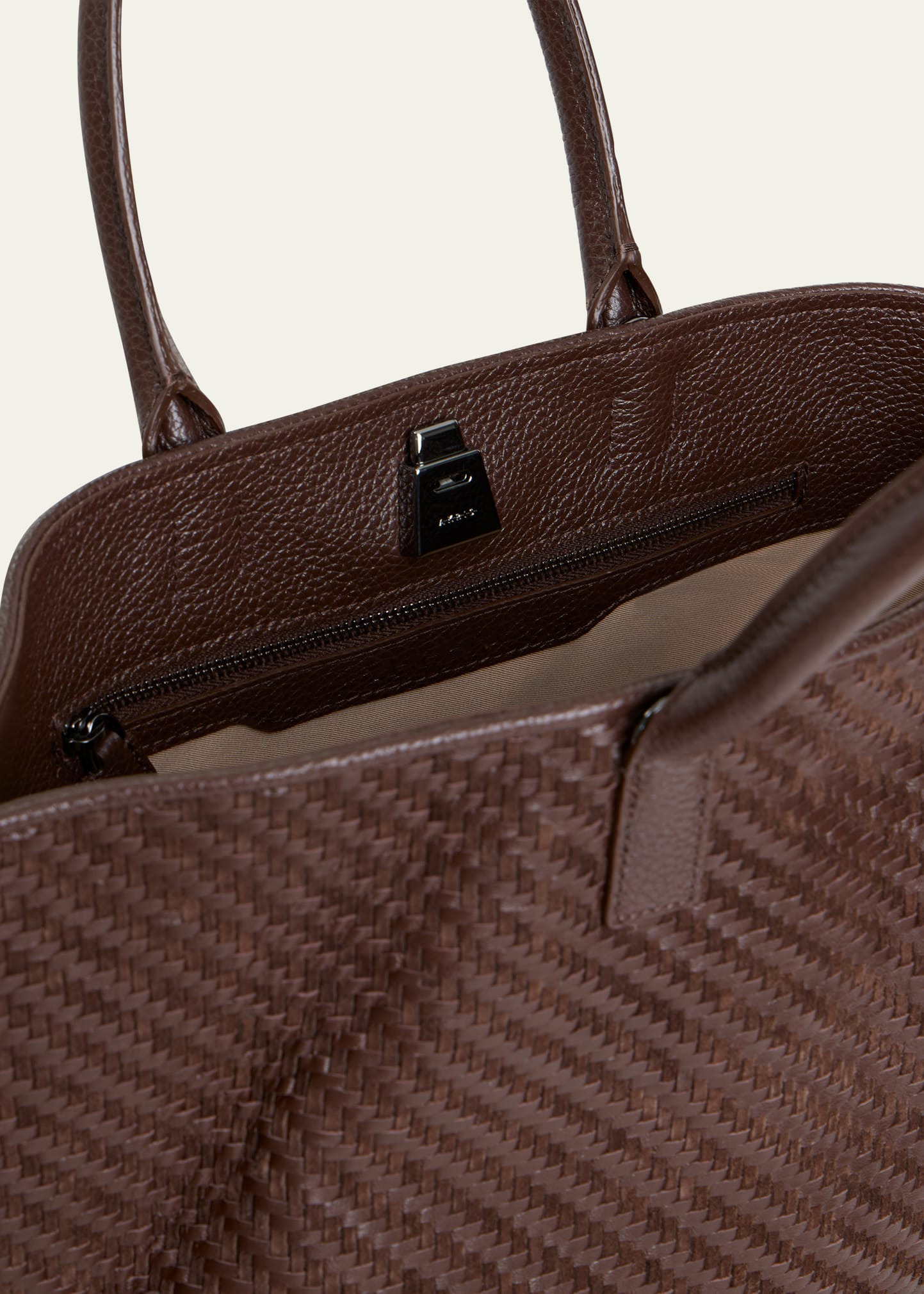Small Woven Leather Tote Bag - 3