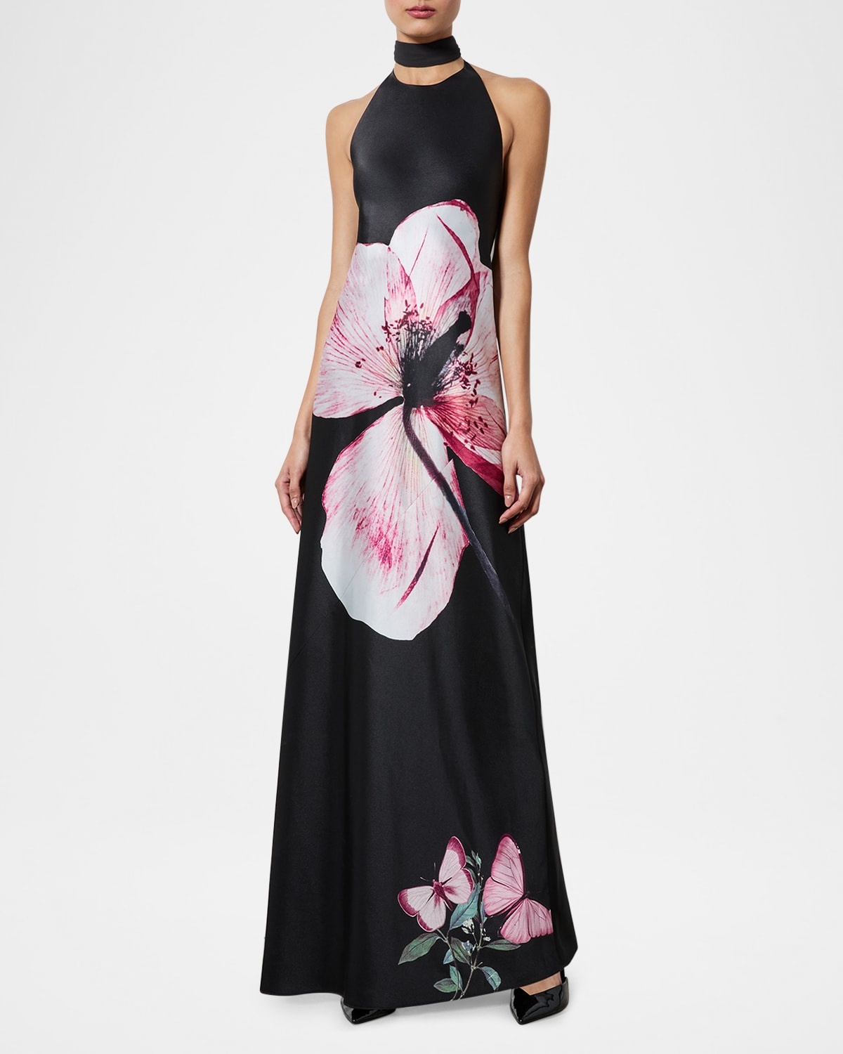Alice + Olivia Montana Maxi Gown with Detachable Scarf