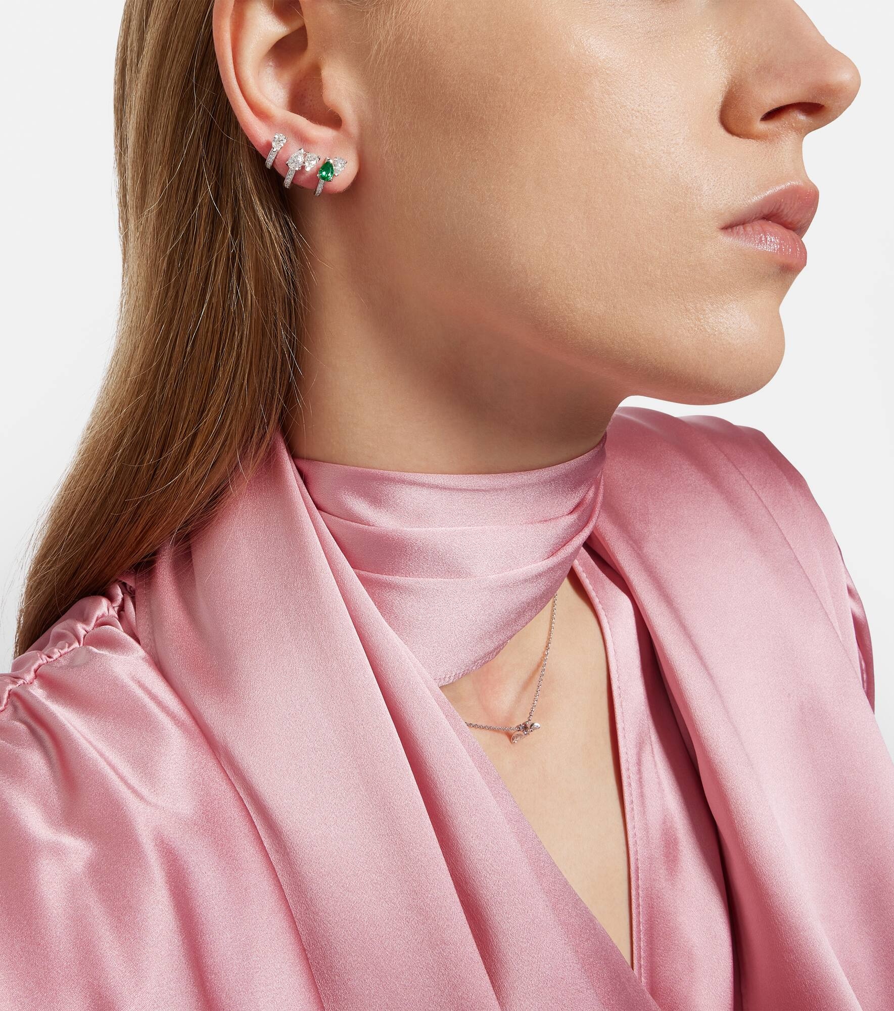 Serti Sur Vide 18kt white gold single earring with diamonds - 5