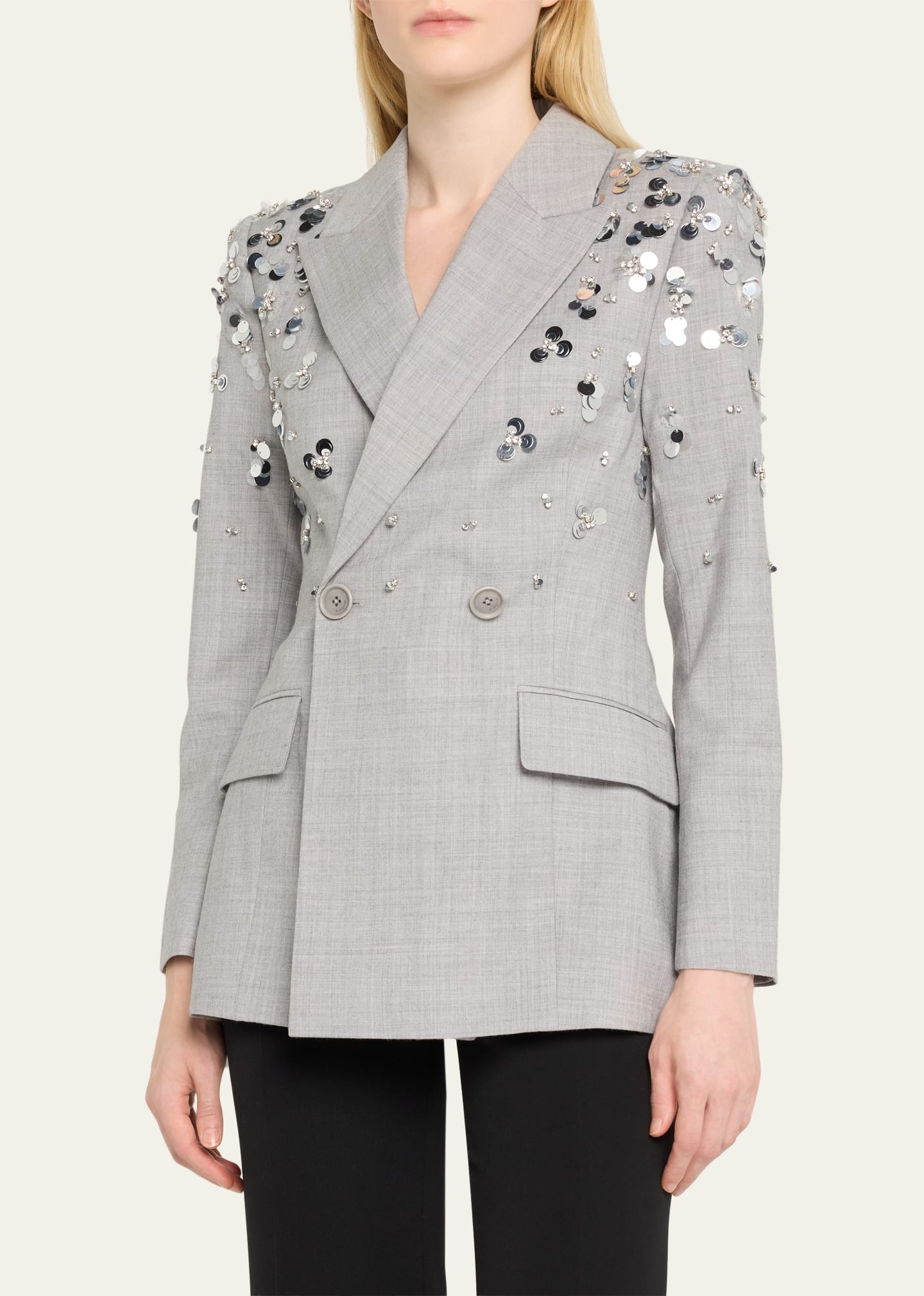 Getty Crystal-Embellished Double-Breasted Wool Blazer - 4