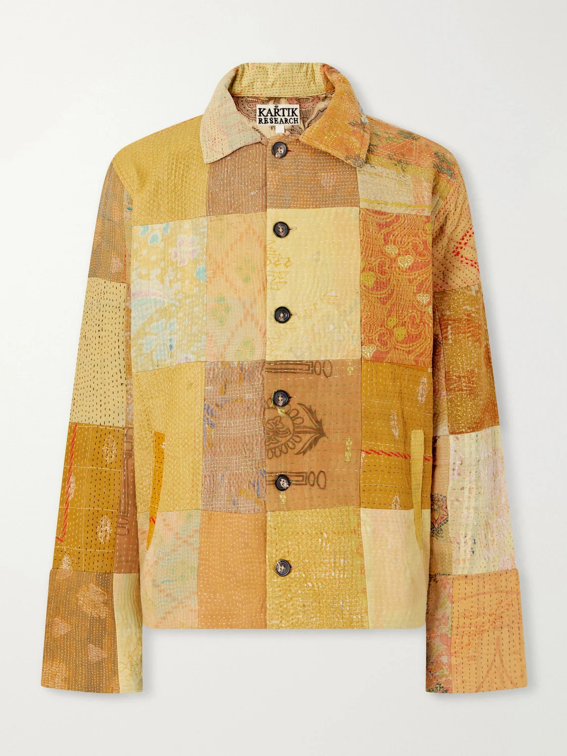 Vintage Kantha Patchwork Quilted Cotton-Voile Jacket - 1