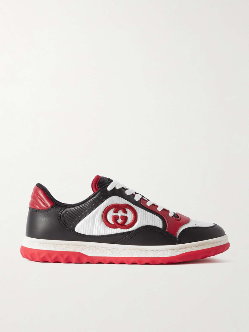Mac80 Logo-Embroidered Leather and Mesh Sneakers - 1