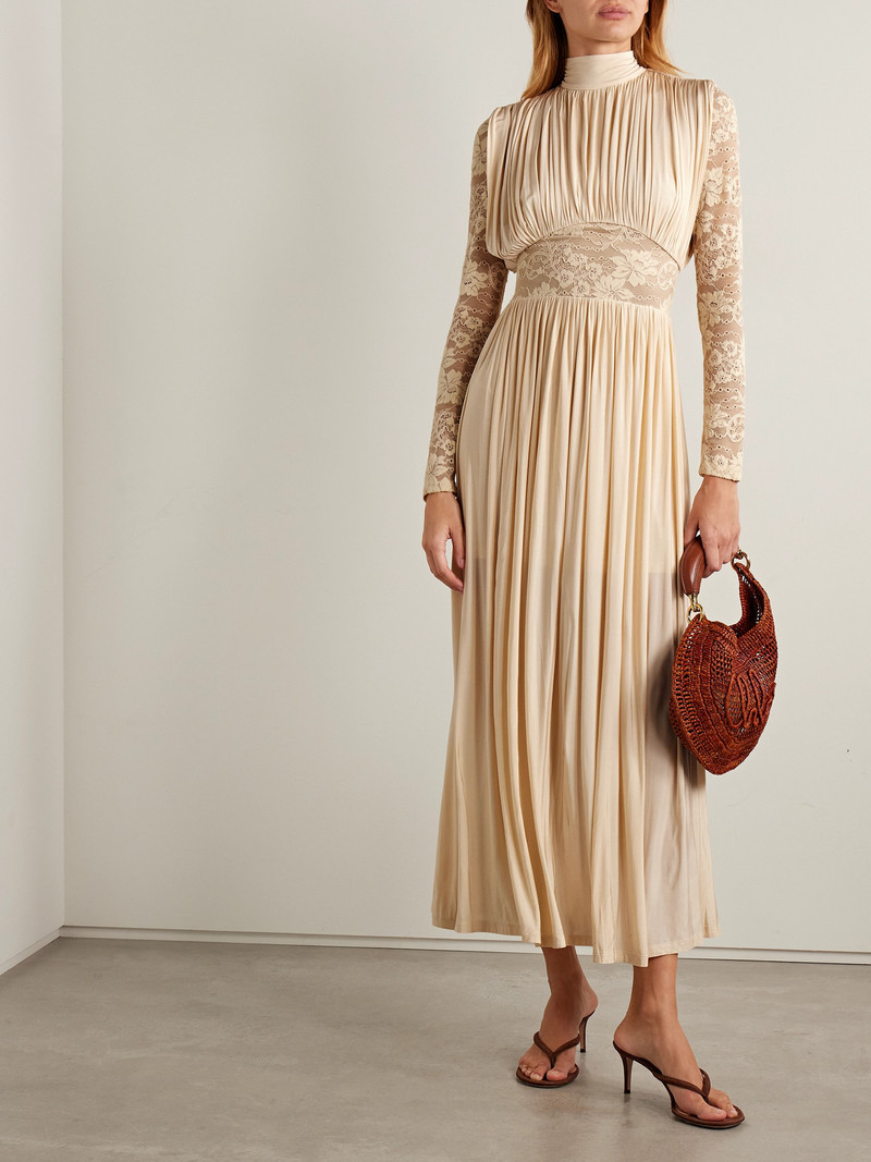 Zimmermann Ruched Stretch-jersey And Lace Maxi Dress outlook