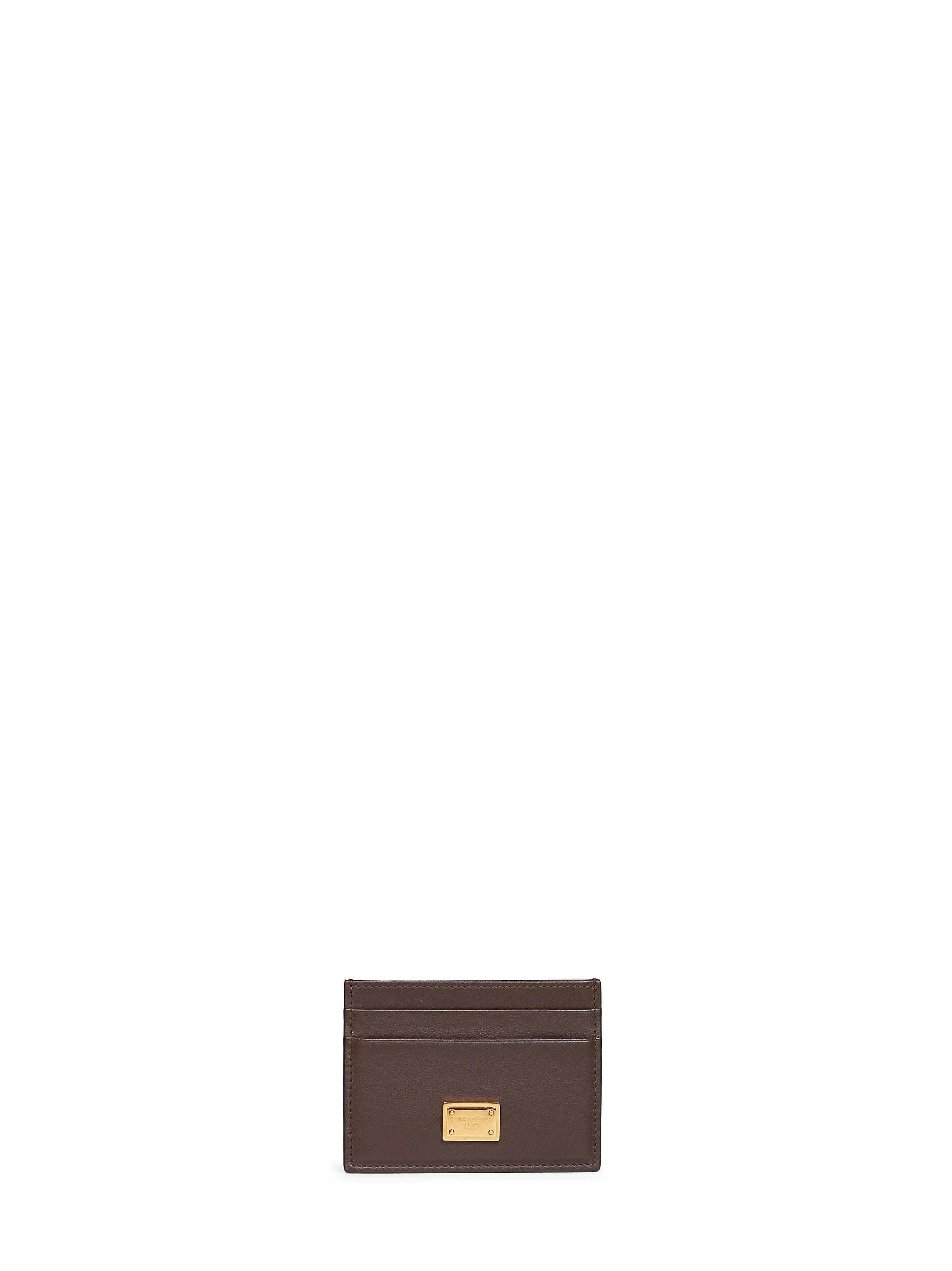 Dark brown plongé calfskin leather card holder - 1
