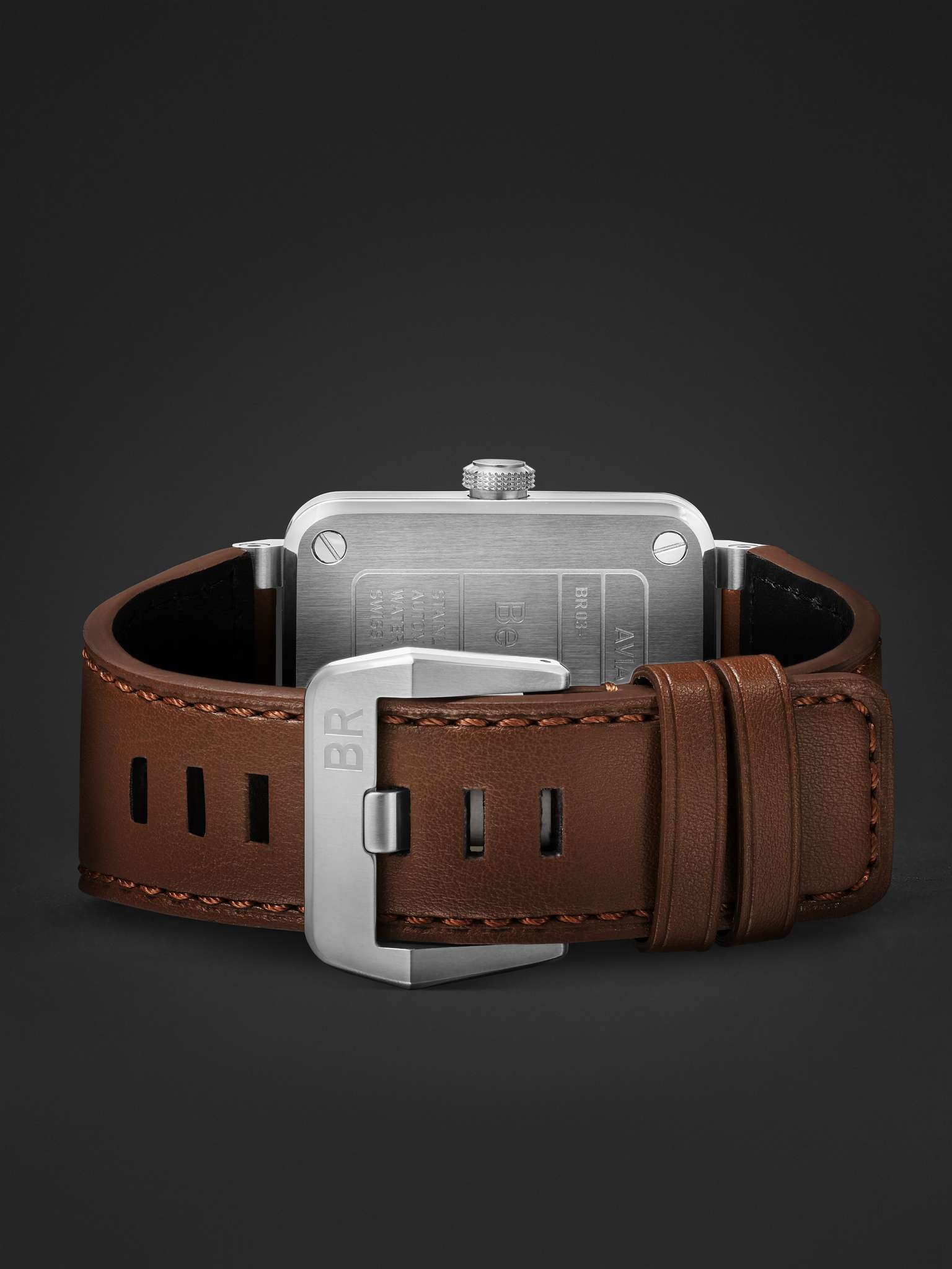 BR 03 Golden Heritage Automatic 41mm Steel and Leather Watch, Ref. No. BR03A-GH-ST/SCA - 6