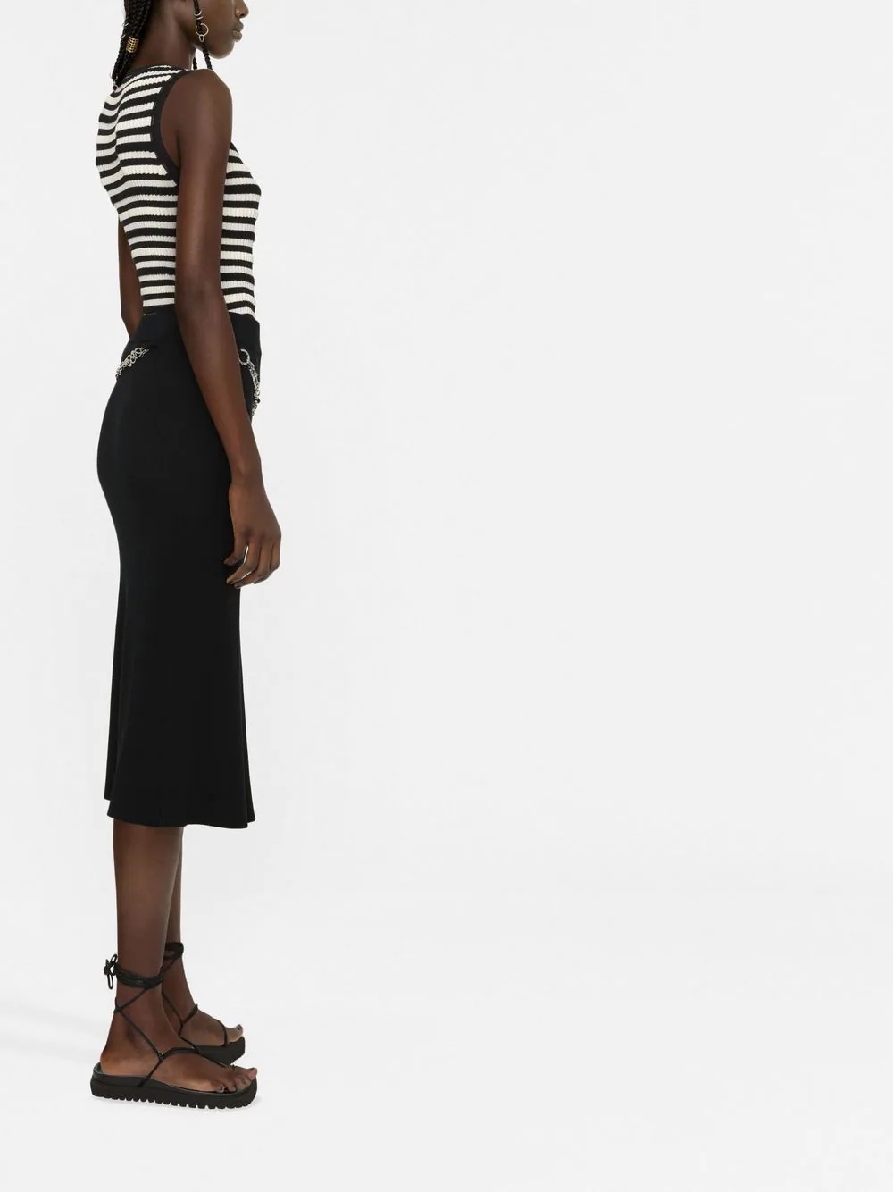 chain-detail ribbed-knit skirt - 3