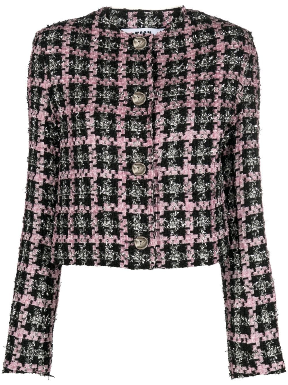 plaid checked tweed jacket - 1