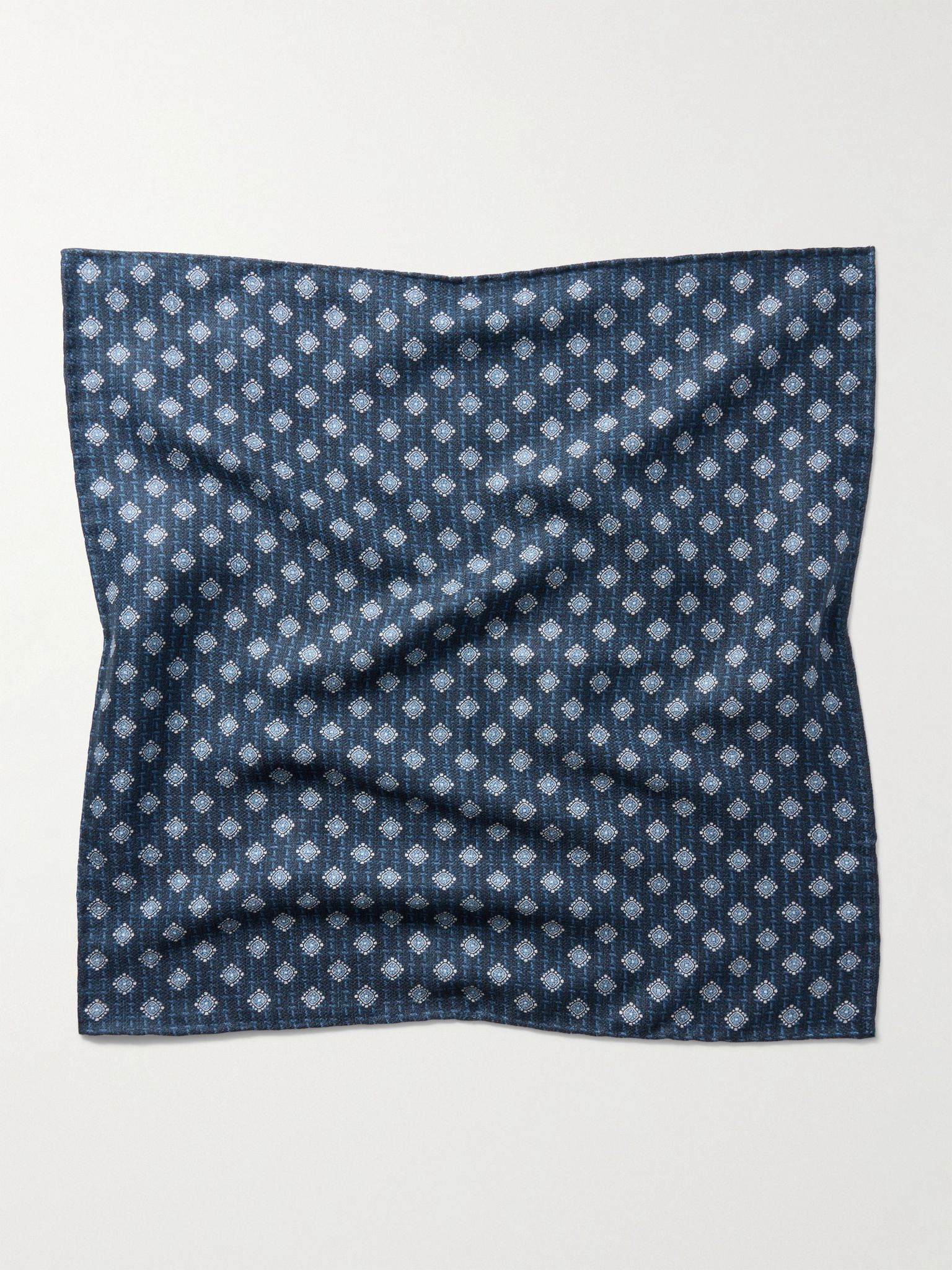 Silk-Jacquard Pocket Square Blue - 2