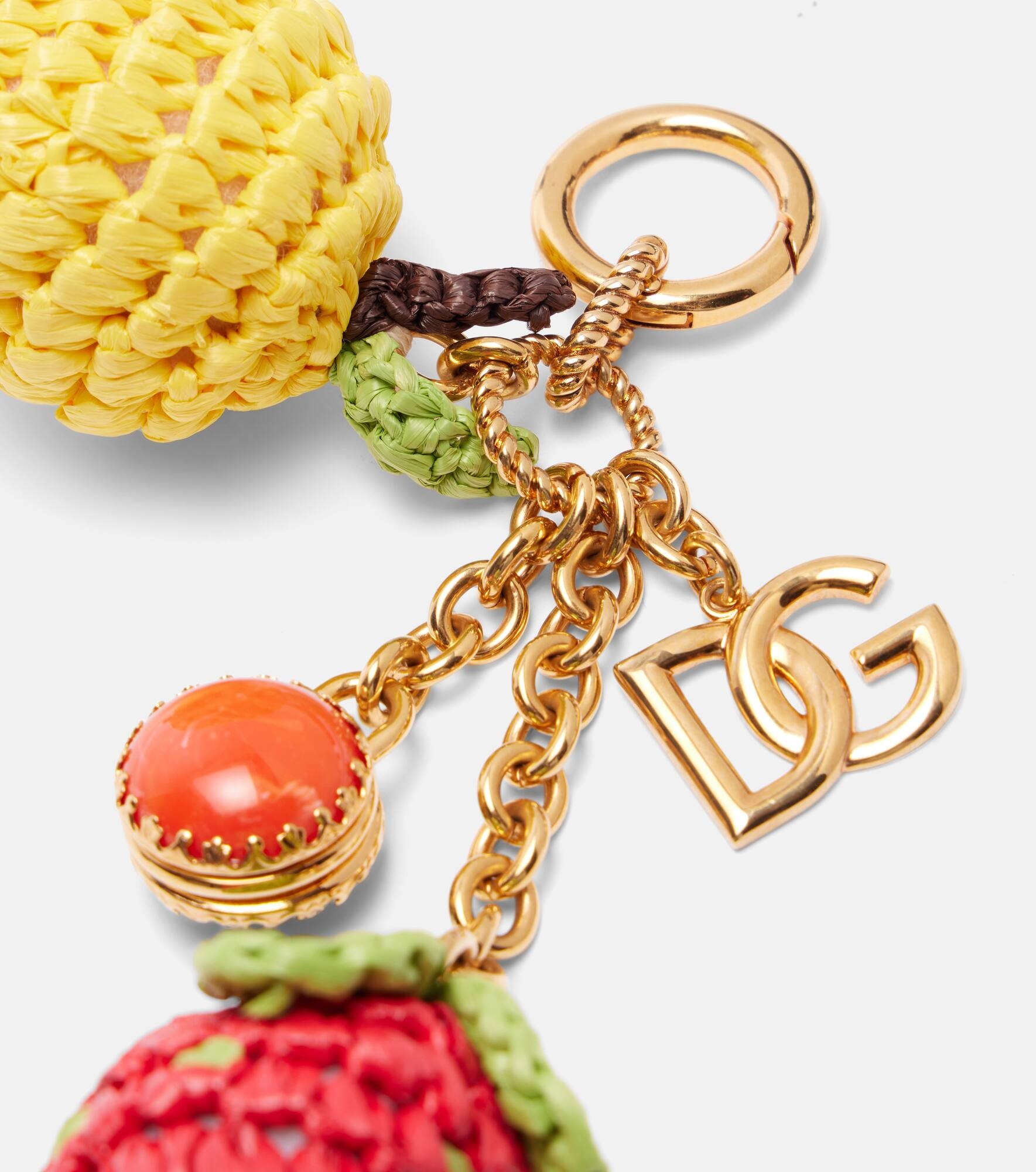 DG raffia-trimmed keychain - 3