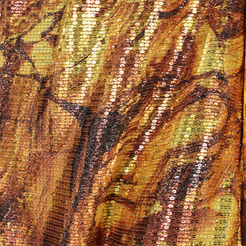 Silk Caftan Dress With Amber Print Sequins 5
