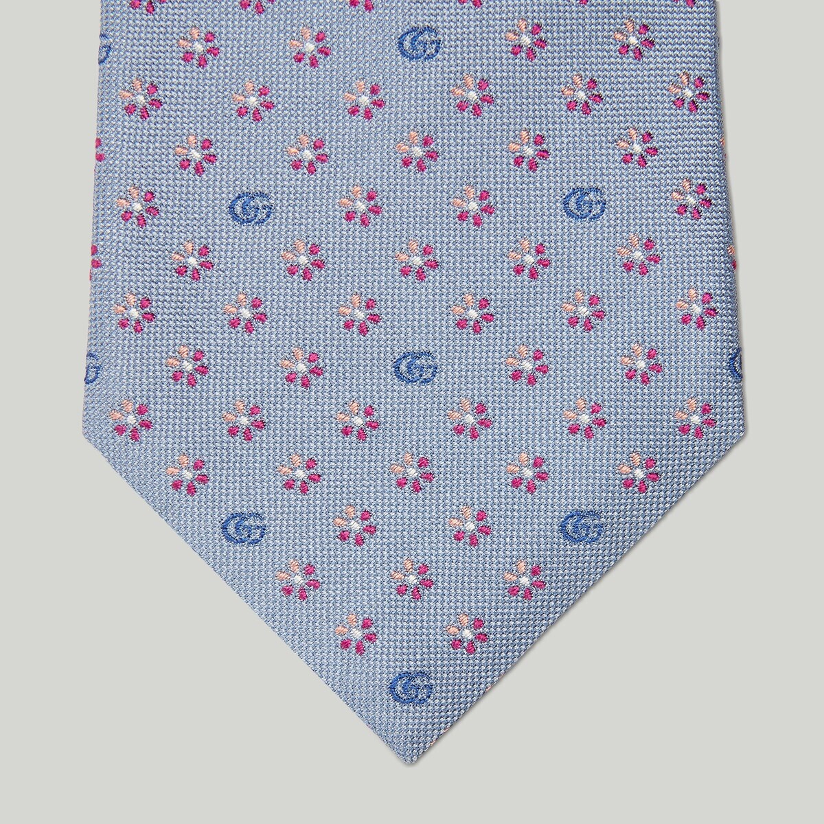 Double G flower silk jacquard tie - 3
