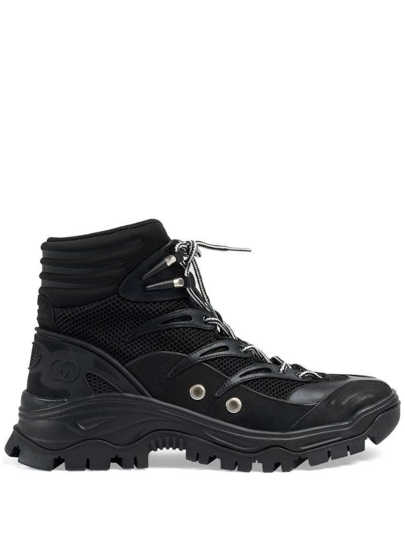 contrast-panel lace-up boots - 1