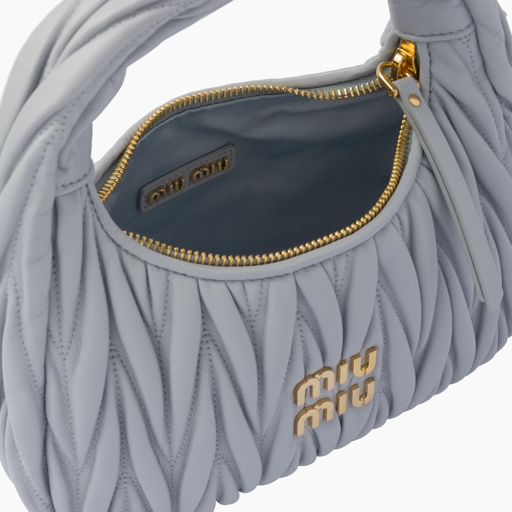Miu Wander matelassé nappa leather mini hobo bag - 7