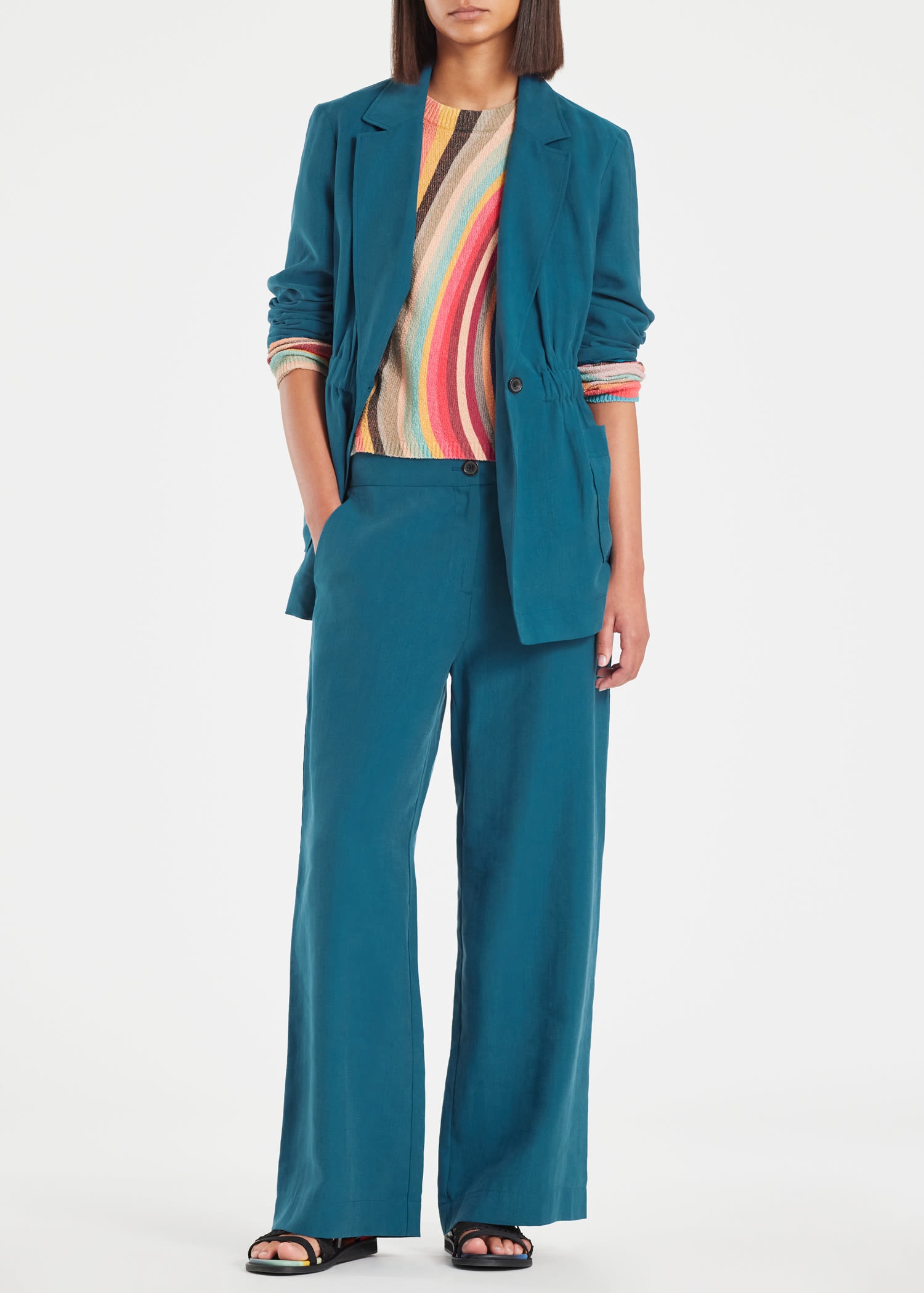 Teal Elasticated Waist Blazer - 7