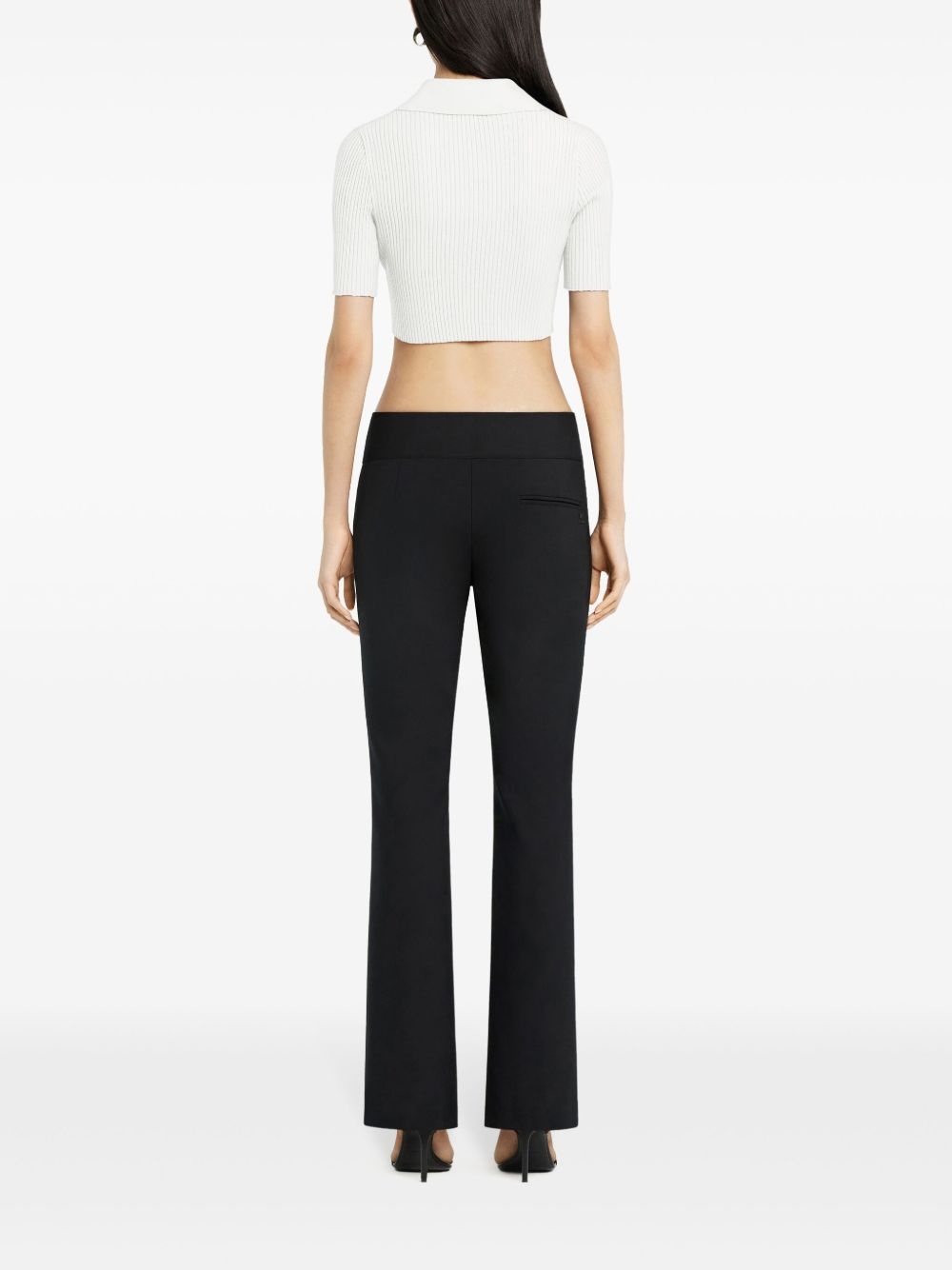 knitted cropped polo top - 4