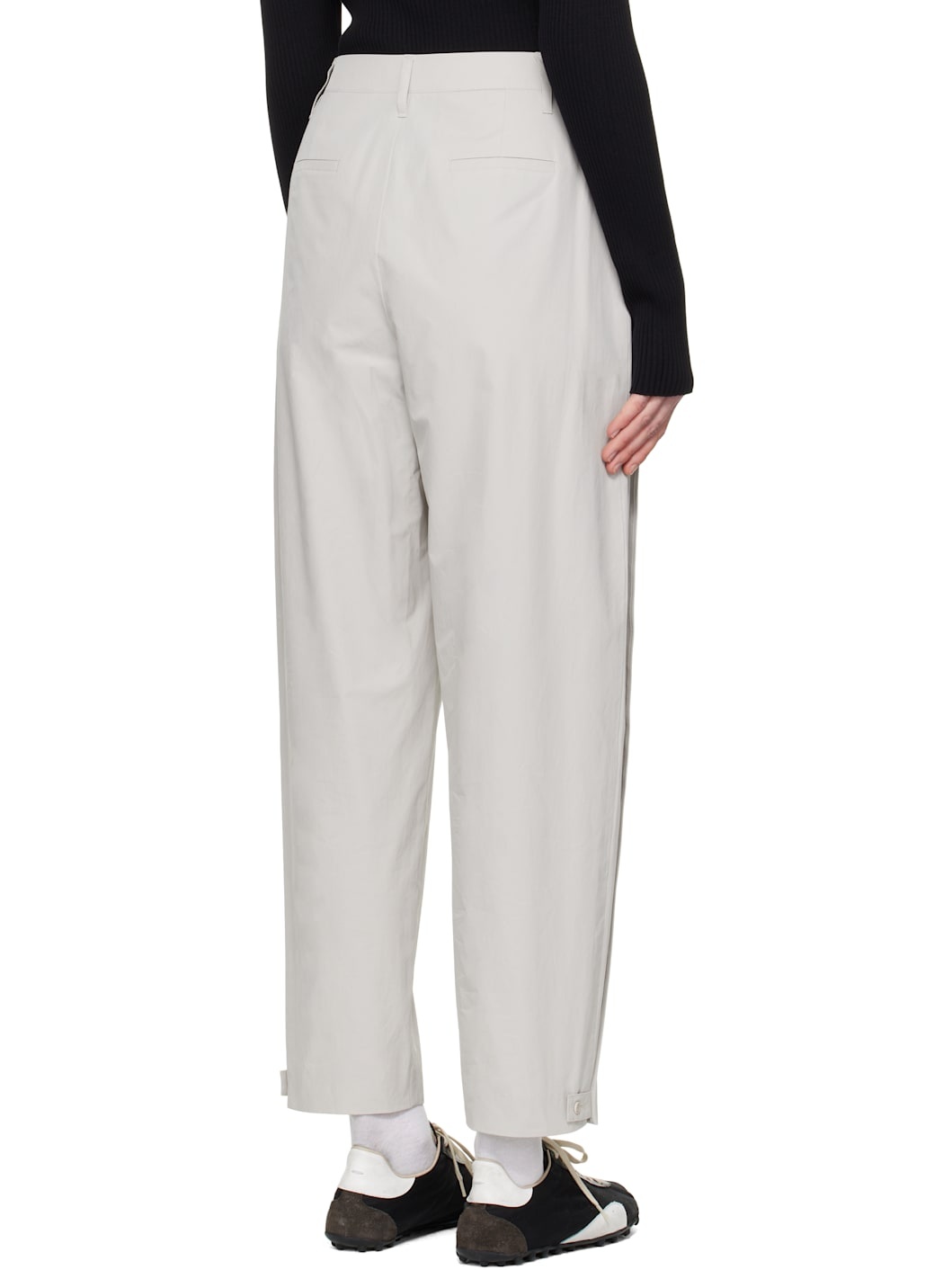 Gray Button Garconne Trousers - 3