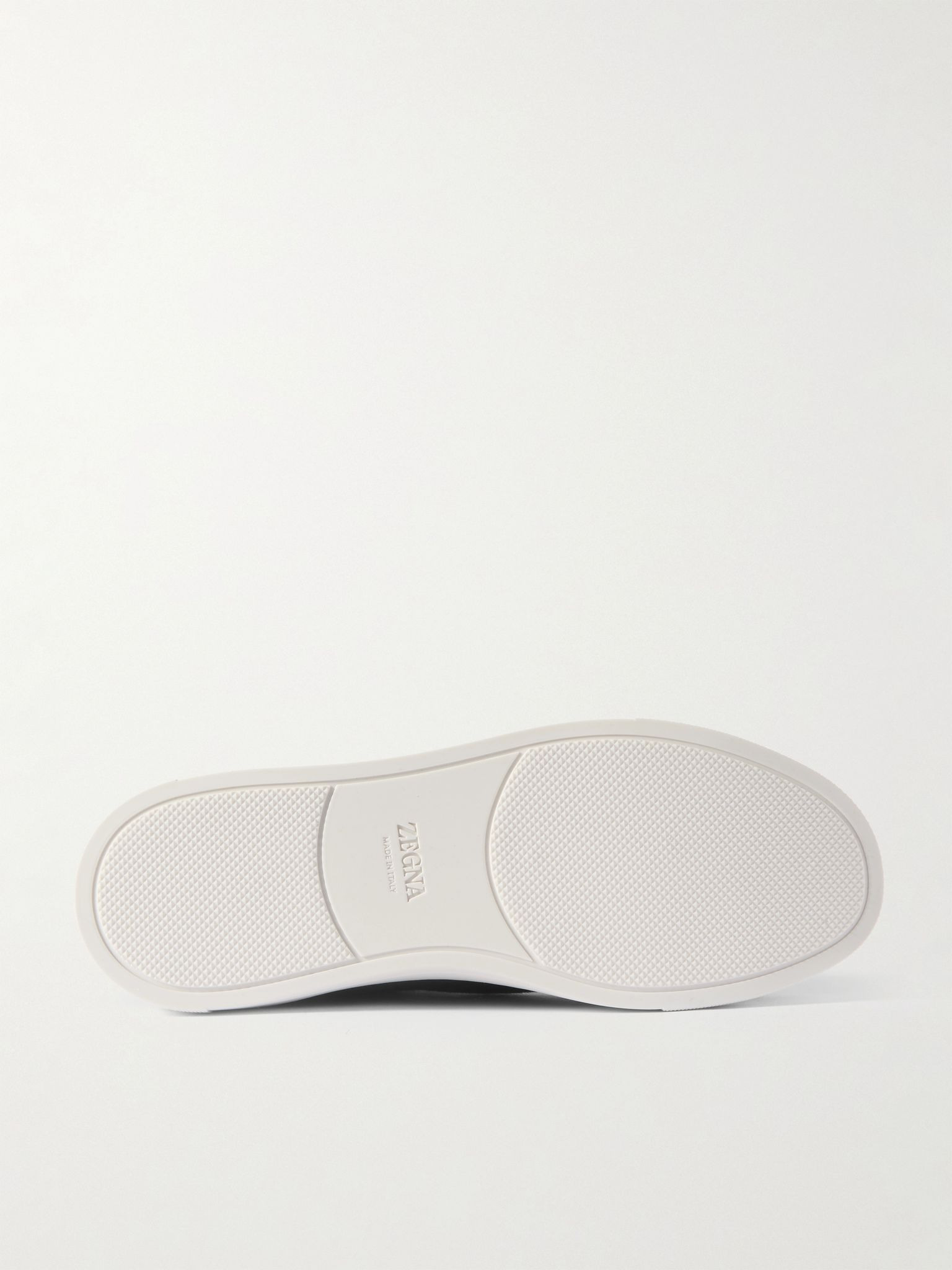 Triple Stitch Leather-Trimmed Canvas Sneakers Navy - 3