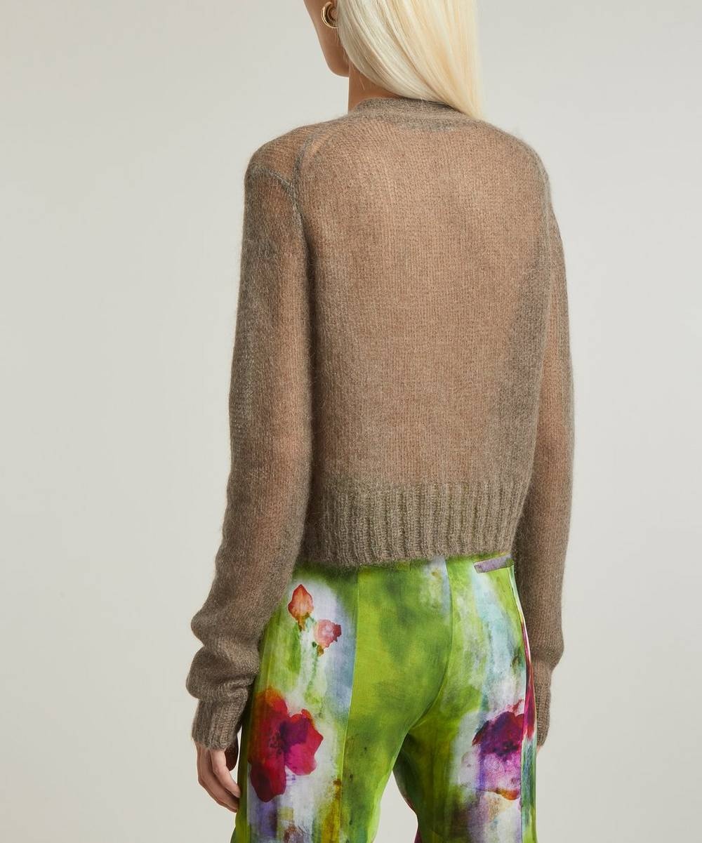 Acne Studios Cropped Open-knit Mohair-blend Sweater in Pink