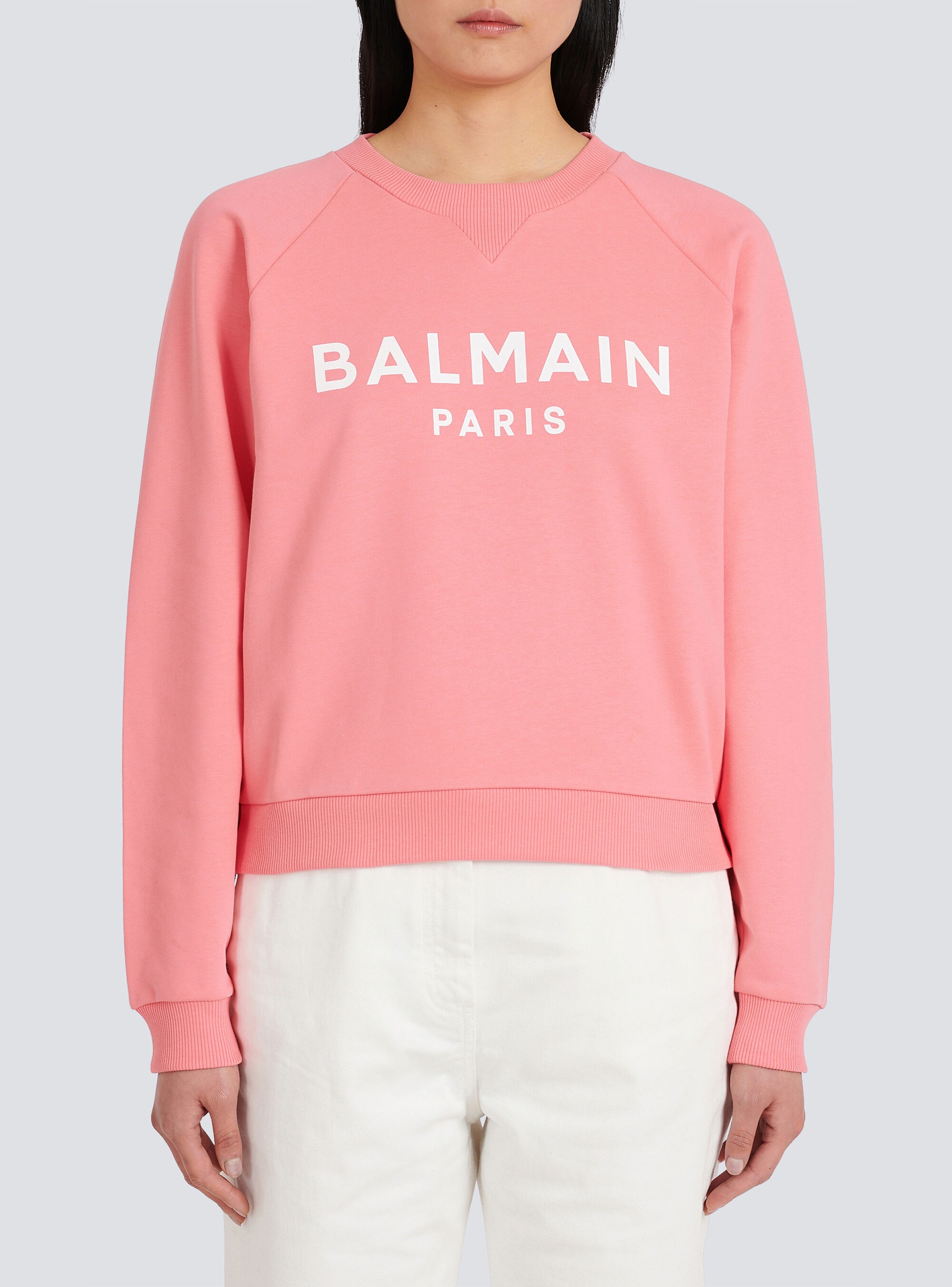 Eco-designed cotton sweatshirt with Balmain logo print - 6