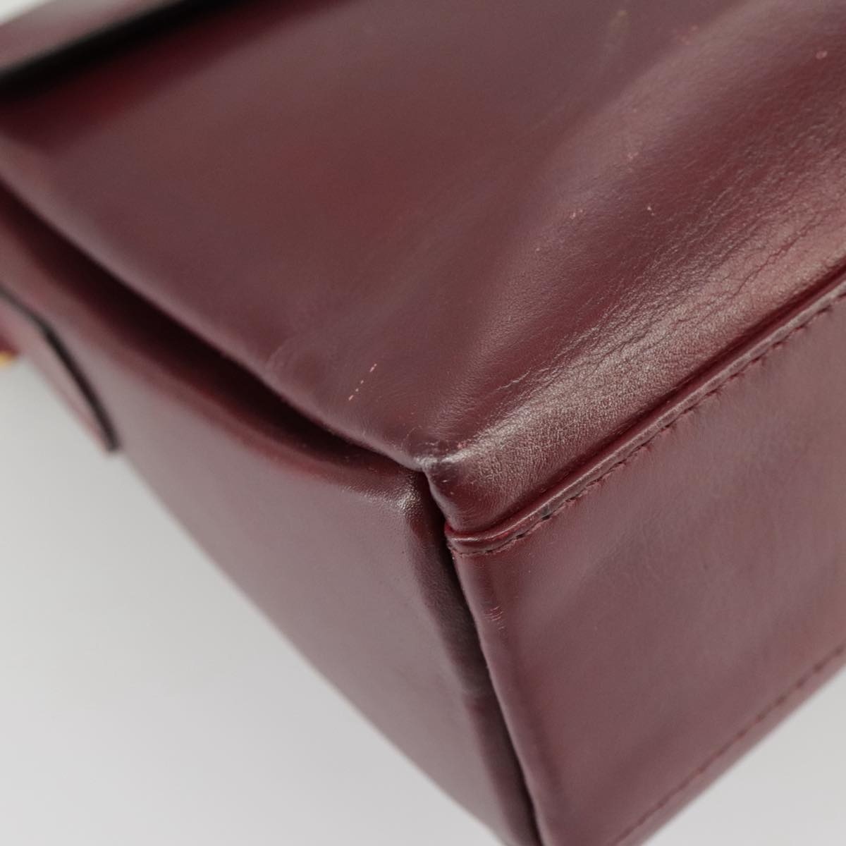 CELINE Shoulder Bag Leather Wine Red Gold - 13