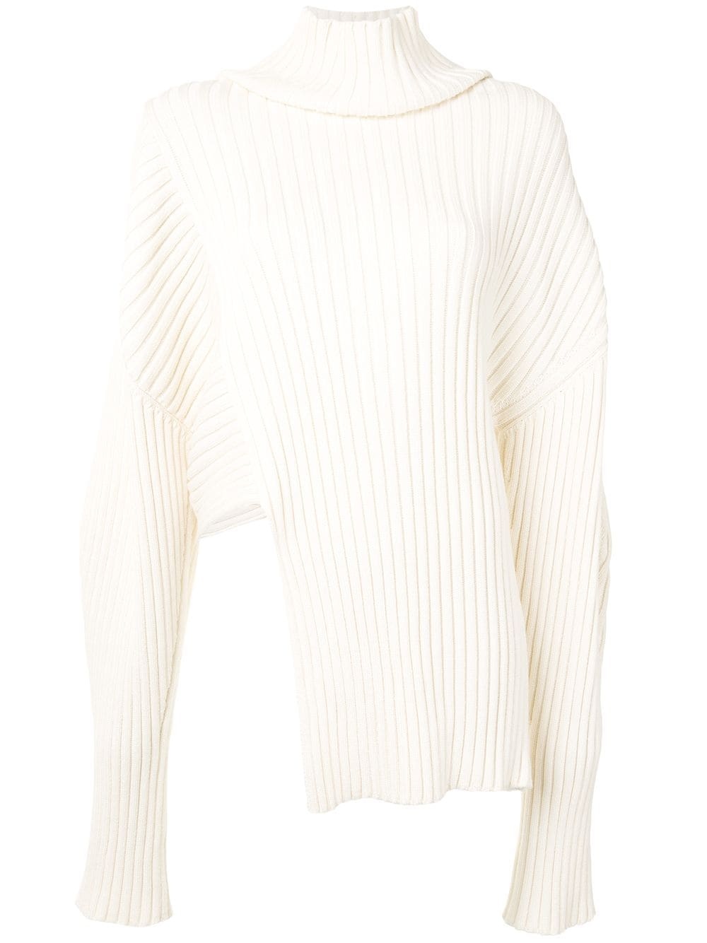 asymmetric ribbed high neck jumper - 1