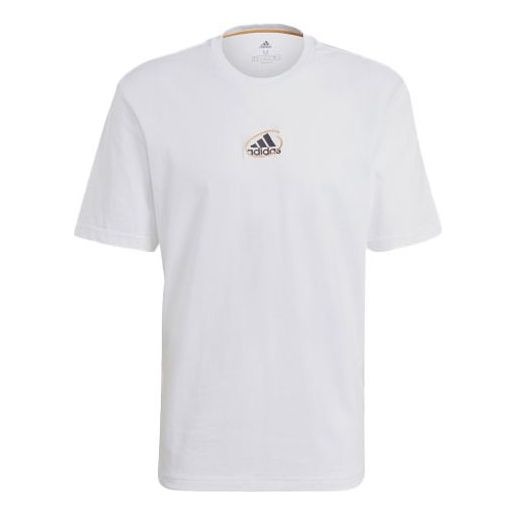 adidas Back Alphabet Printing Athleisure Casual Sports Round Neck Short Sleeve White GN6860 - 1