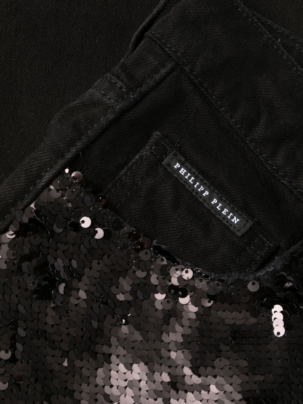 sequin-embellished high-waisted jeans - 5