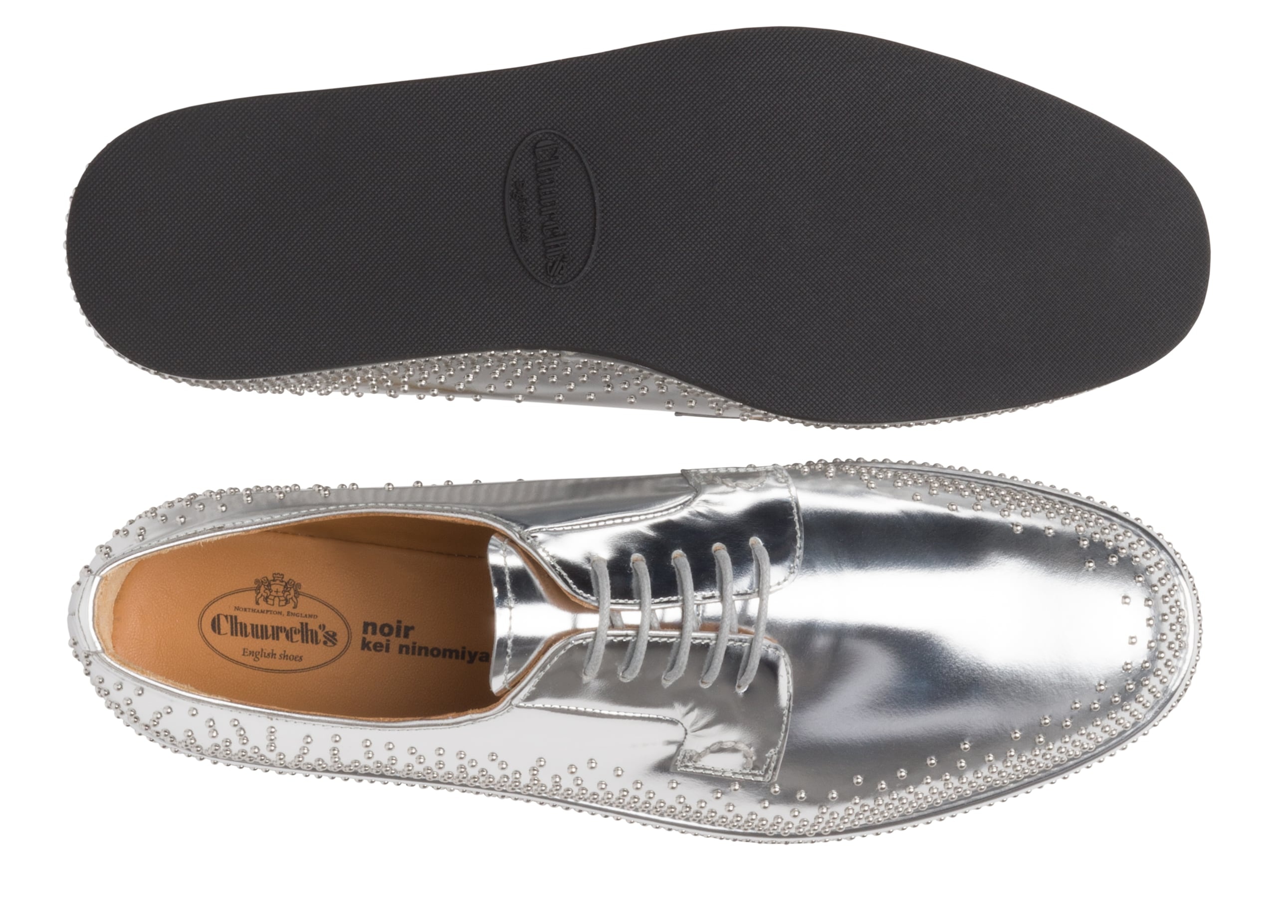 Shannon kei
Mirror Calf Leather Derby Stud Platform Silver - 3