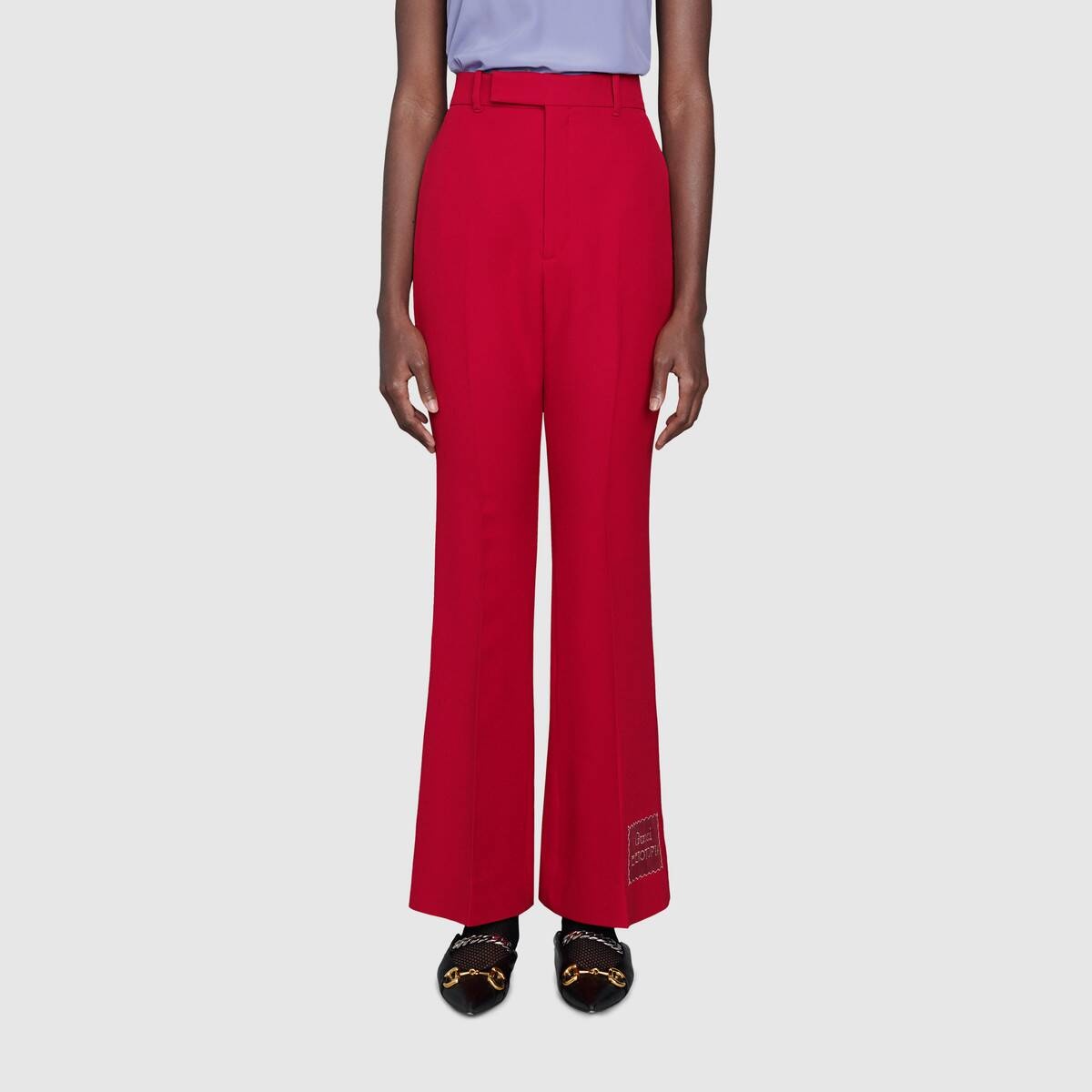 Wool silk flare pant with Gucci Eterotopia - 3