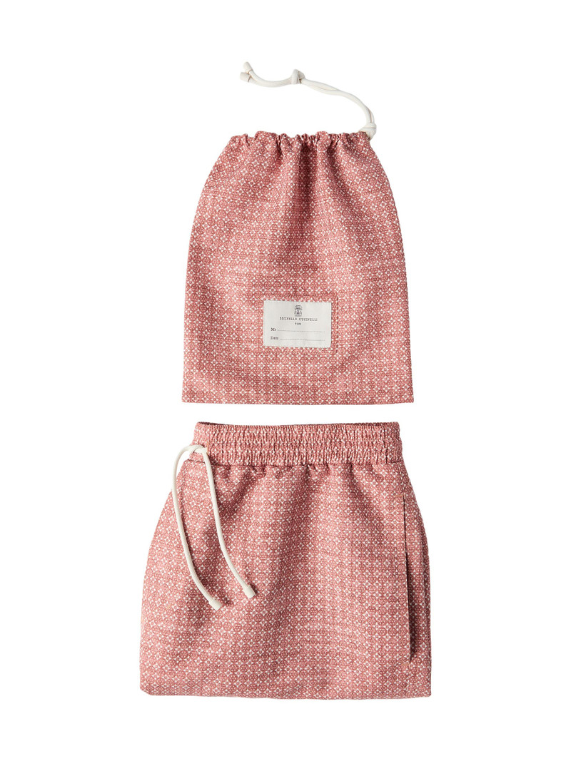 Men's Flower Print Nylon Swim Shorts - Apricot 4