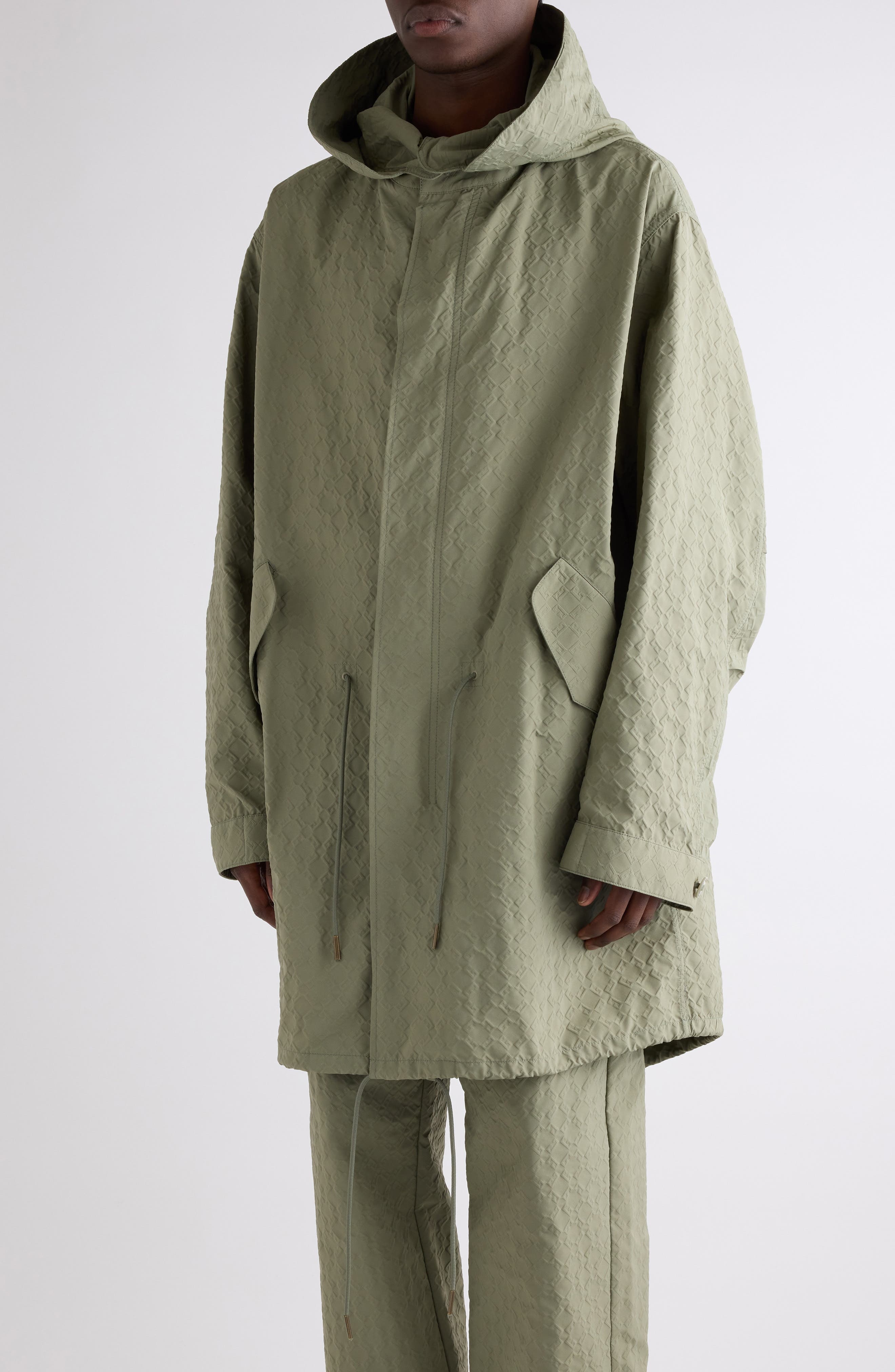 Givenchy Monogram 72 Embossed Fishtail Parka with Removable Hood in Almond Green at Nordstrom - 5