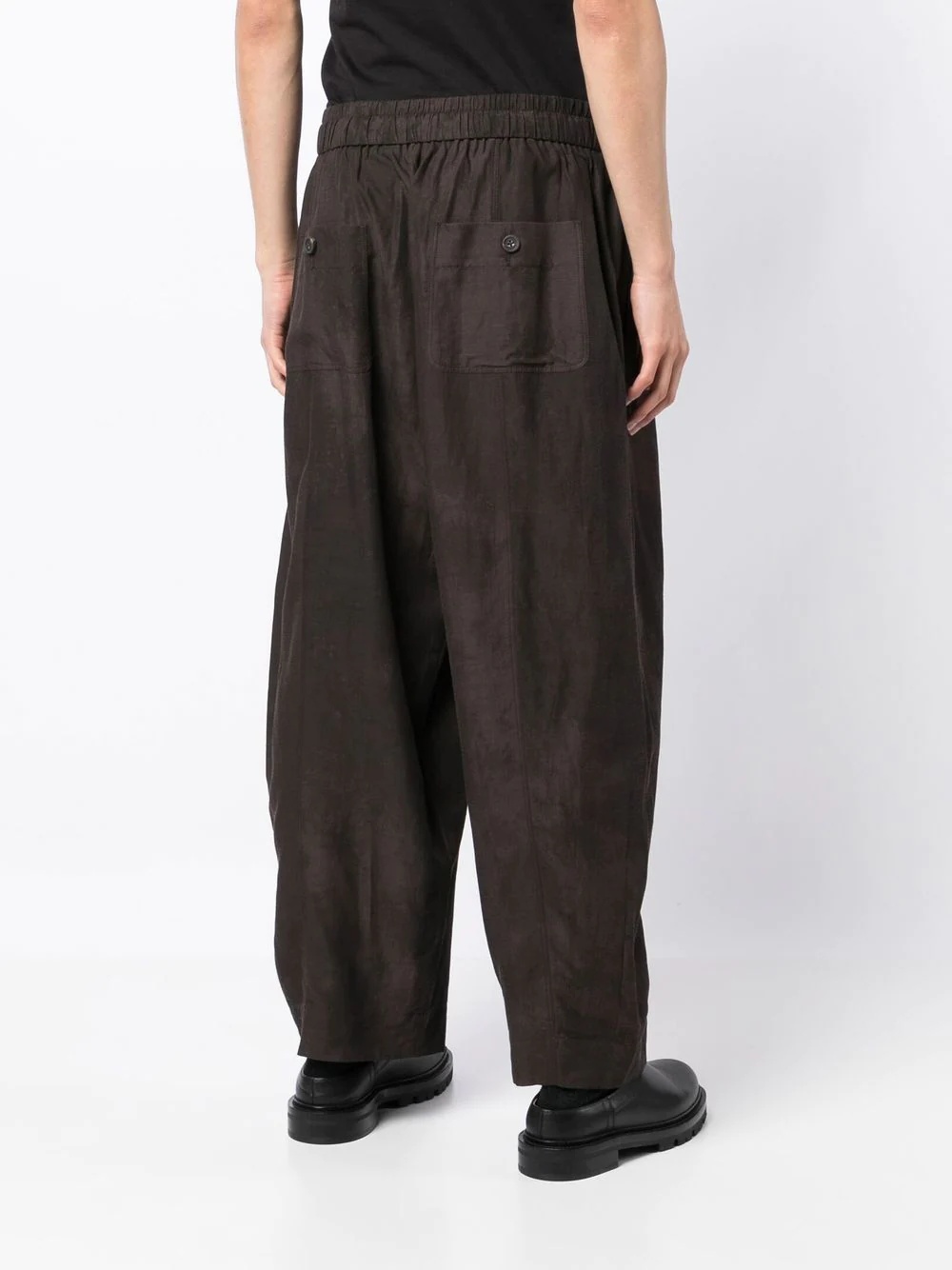 drawstring-waist tapered trousers - 4