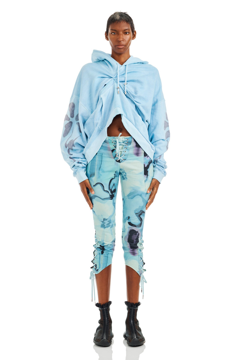 Collina Strada SKY FLOWERS DRAPED HOODIE outlook