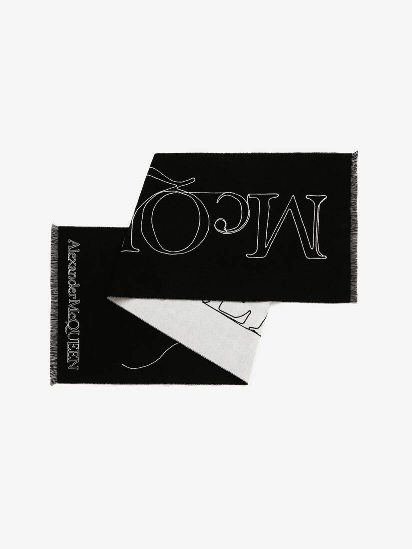Mcqueen Thread Scarf in Black/ivory - 3