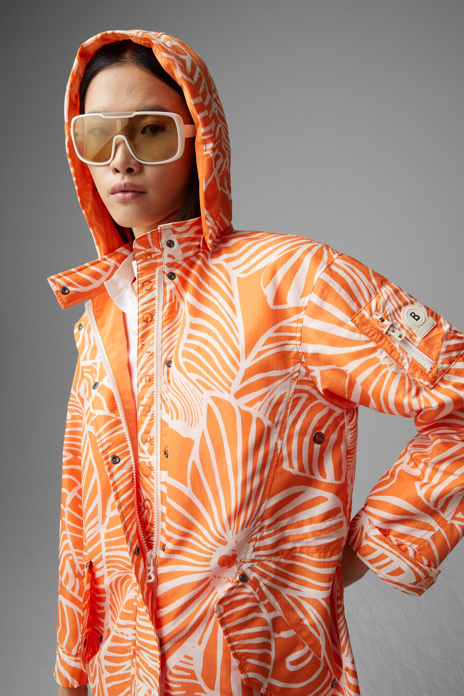 Zofia Parka in Orange/White - 5