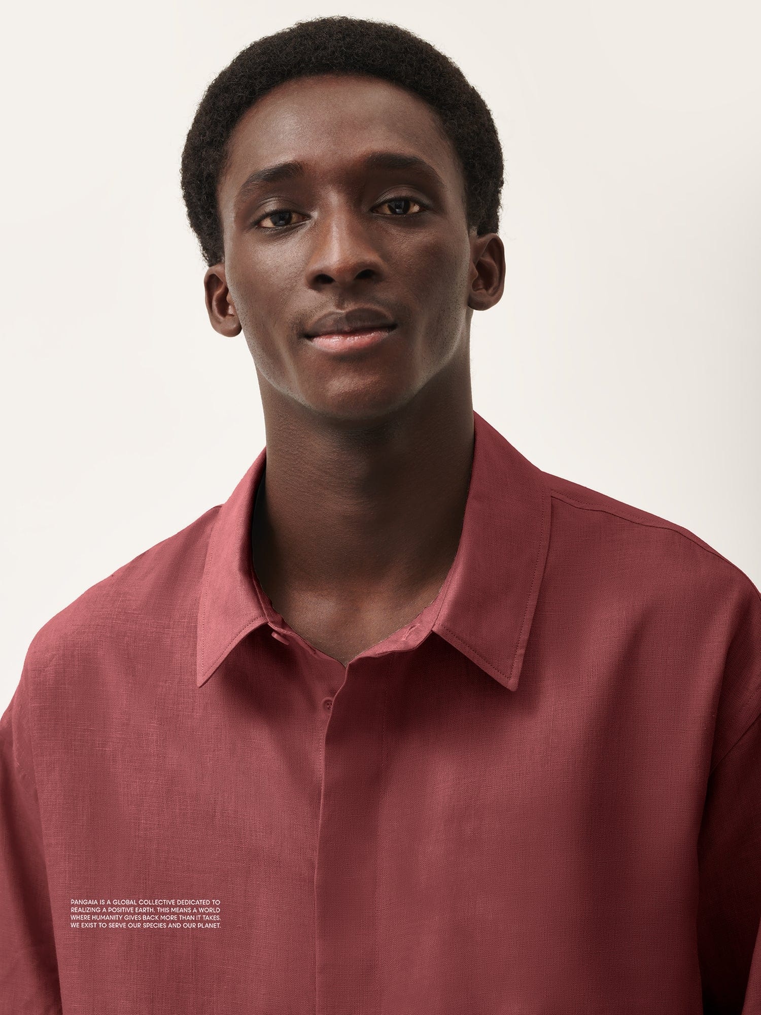 Mens DNA Linen Collared Long Sleeve Shirt - Garnet Red - 4