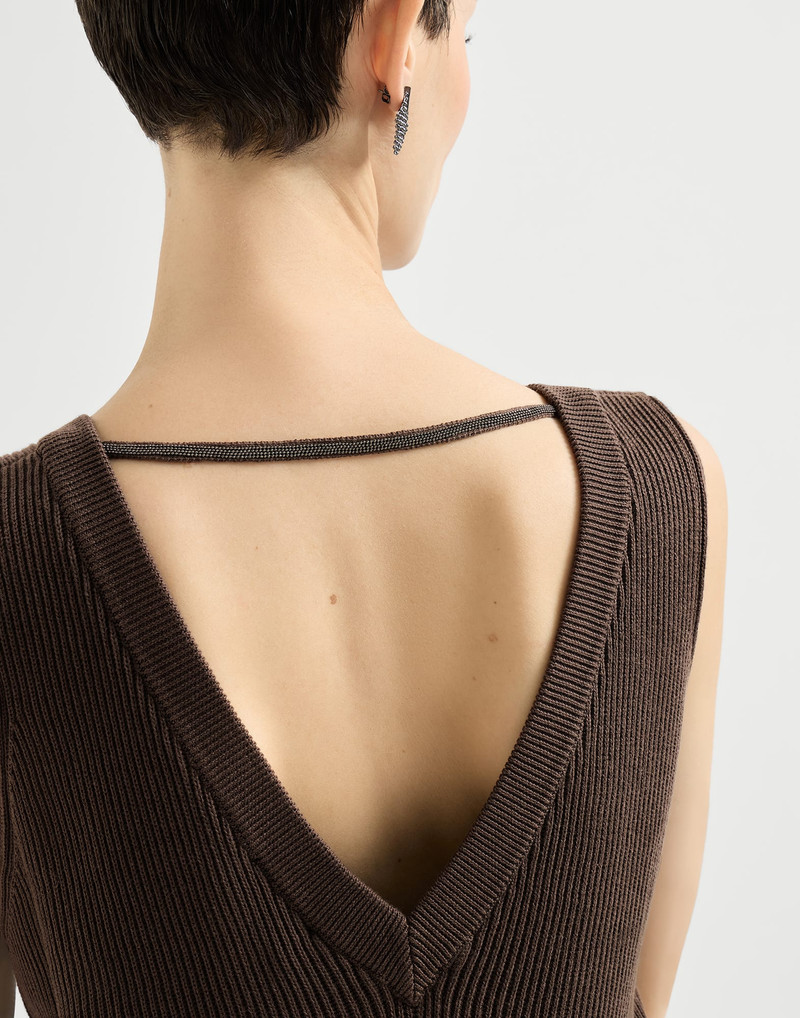 Cotton rib knit dress with monili 4