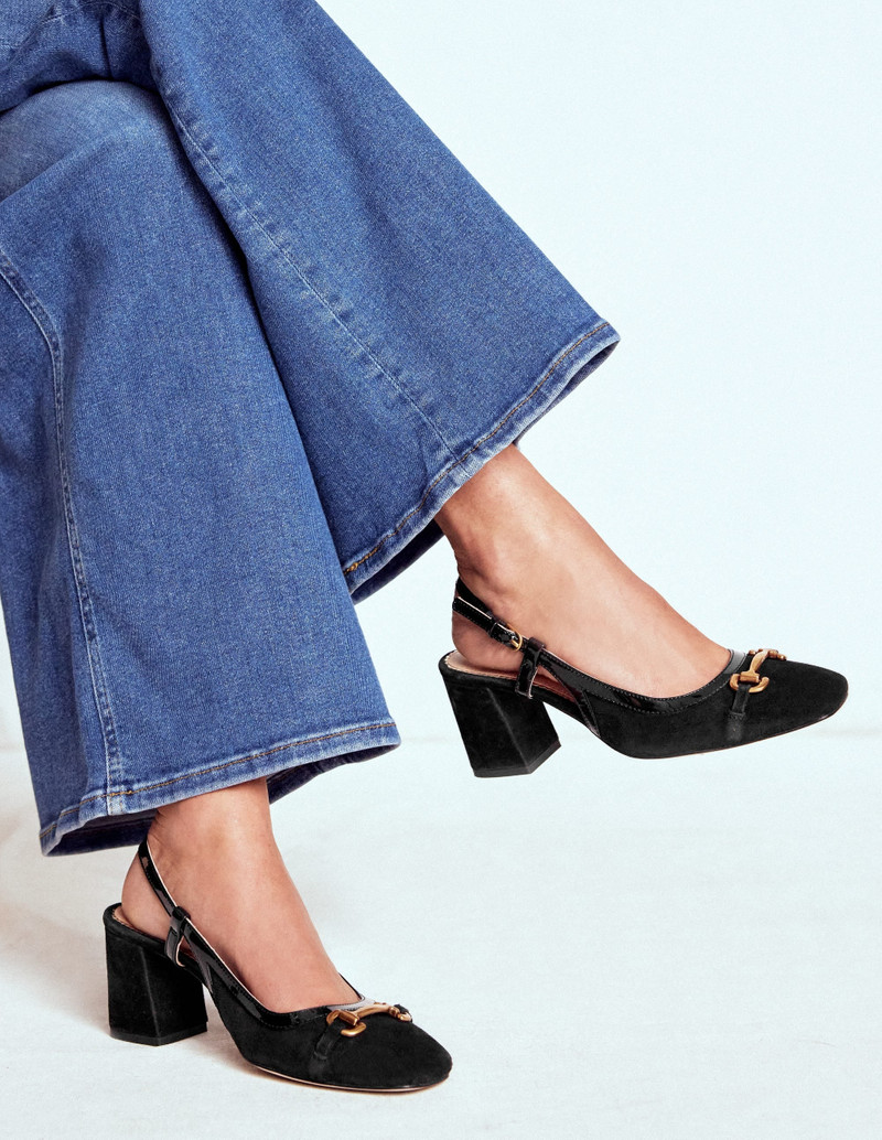 BODEN Iris Snaffle Slingback Heels-Black outlook