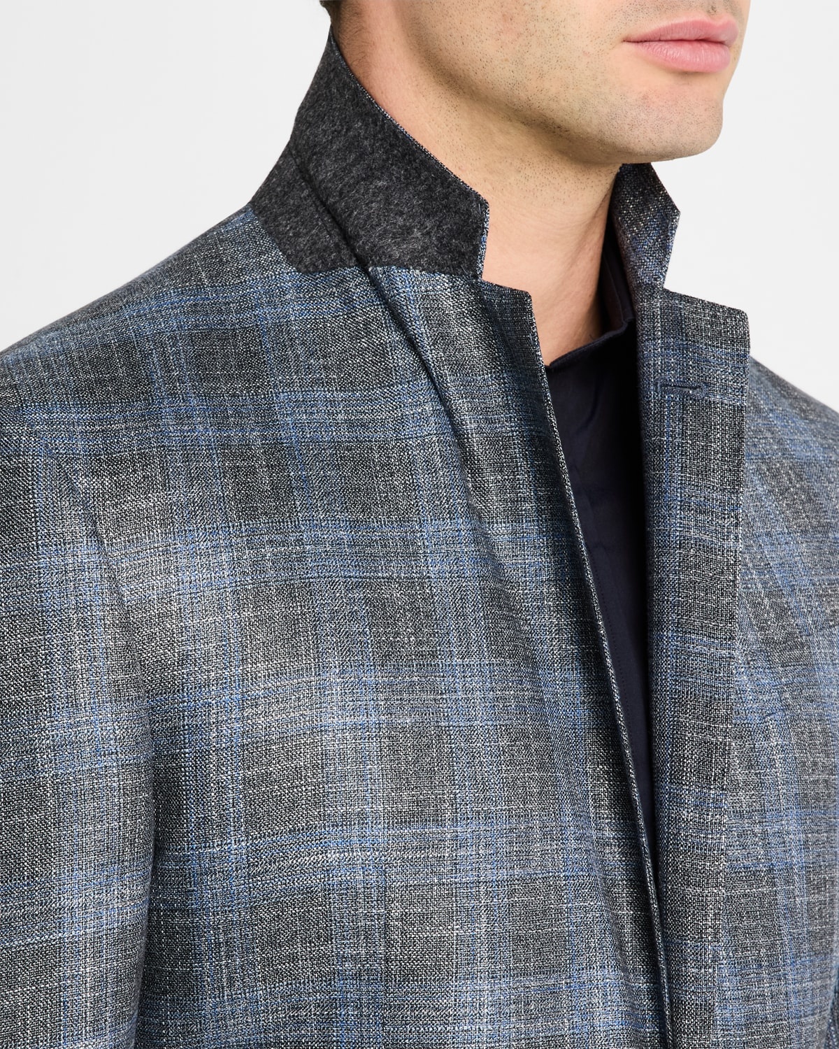 Men's Bamboo Textured Plaid Sport Coat - 6