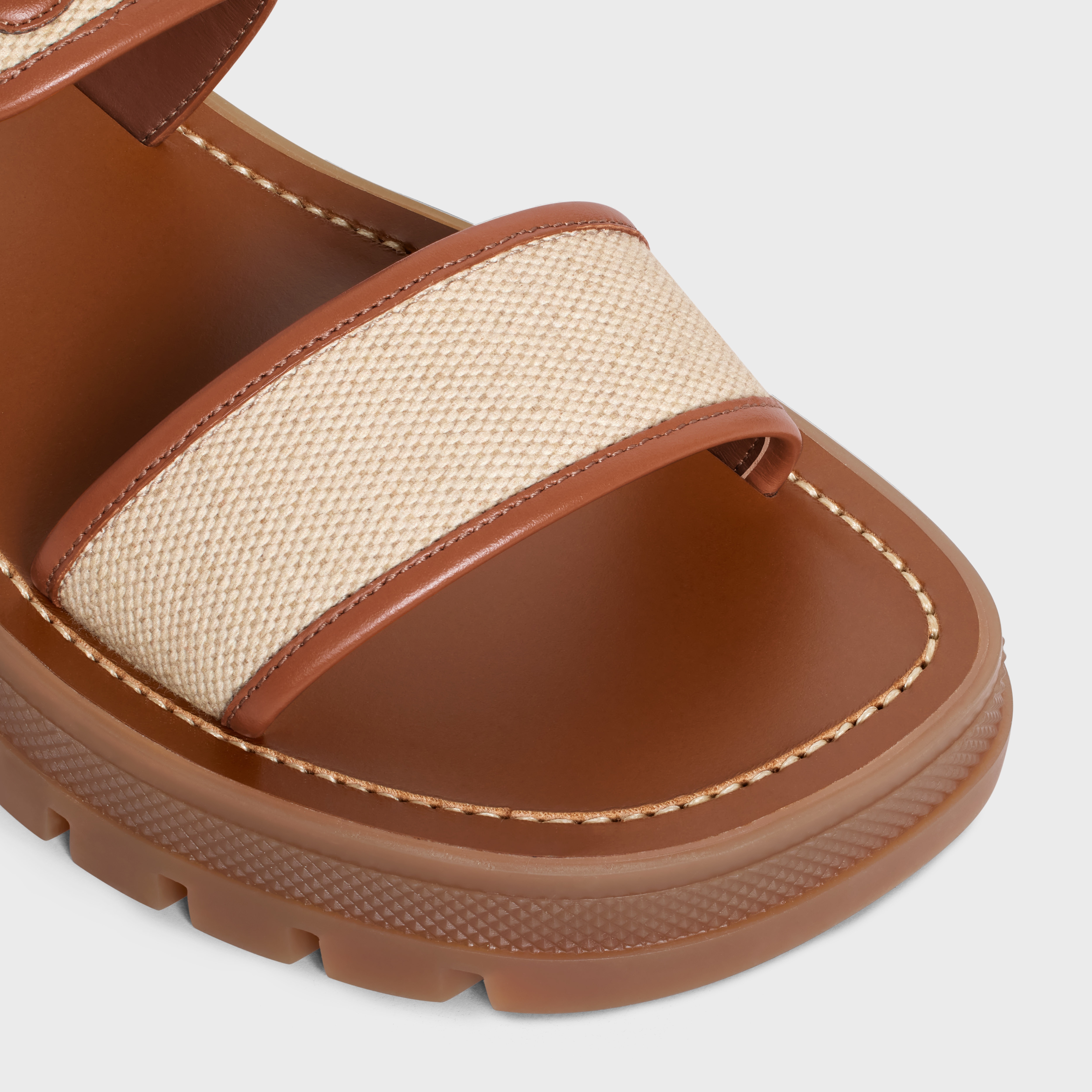 CELINE CLEA TRIOMPHE SANDAL in CALFSKIN - VEGETAL TANNING & CANVAS - 4