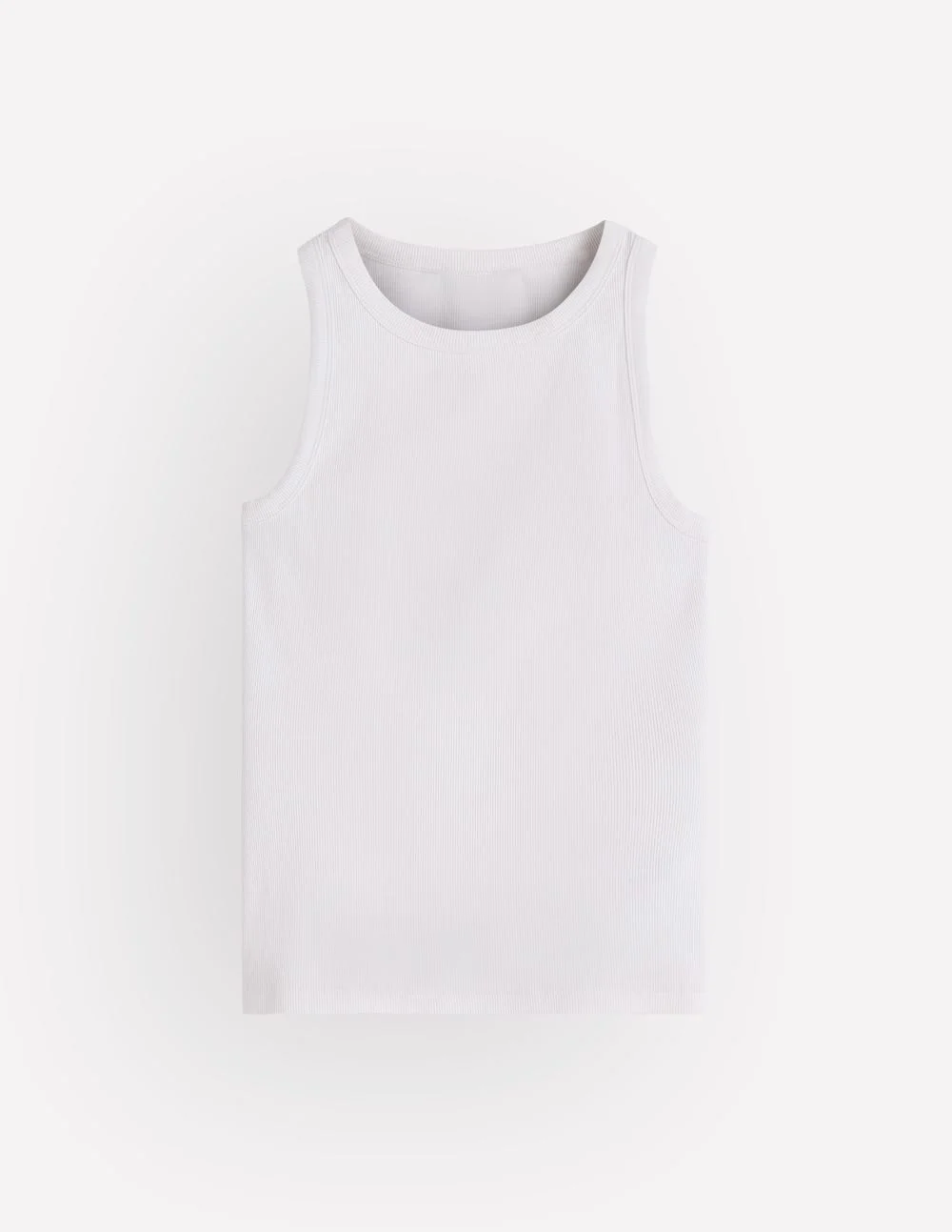 Ribbed Cotton Tank-White - 1
